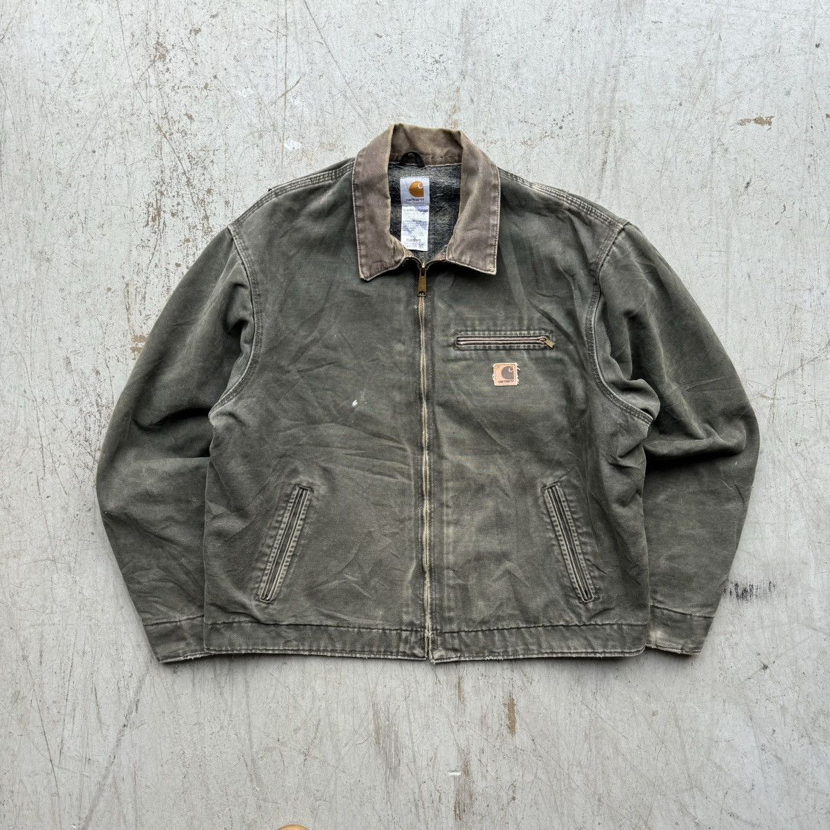 Carhartt × Vintage Faded Moss Green Vintage Carhartt Detroit Jacket J97 MOS Size US XL / EU 56 / 4 - 1 Thumbnail