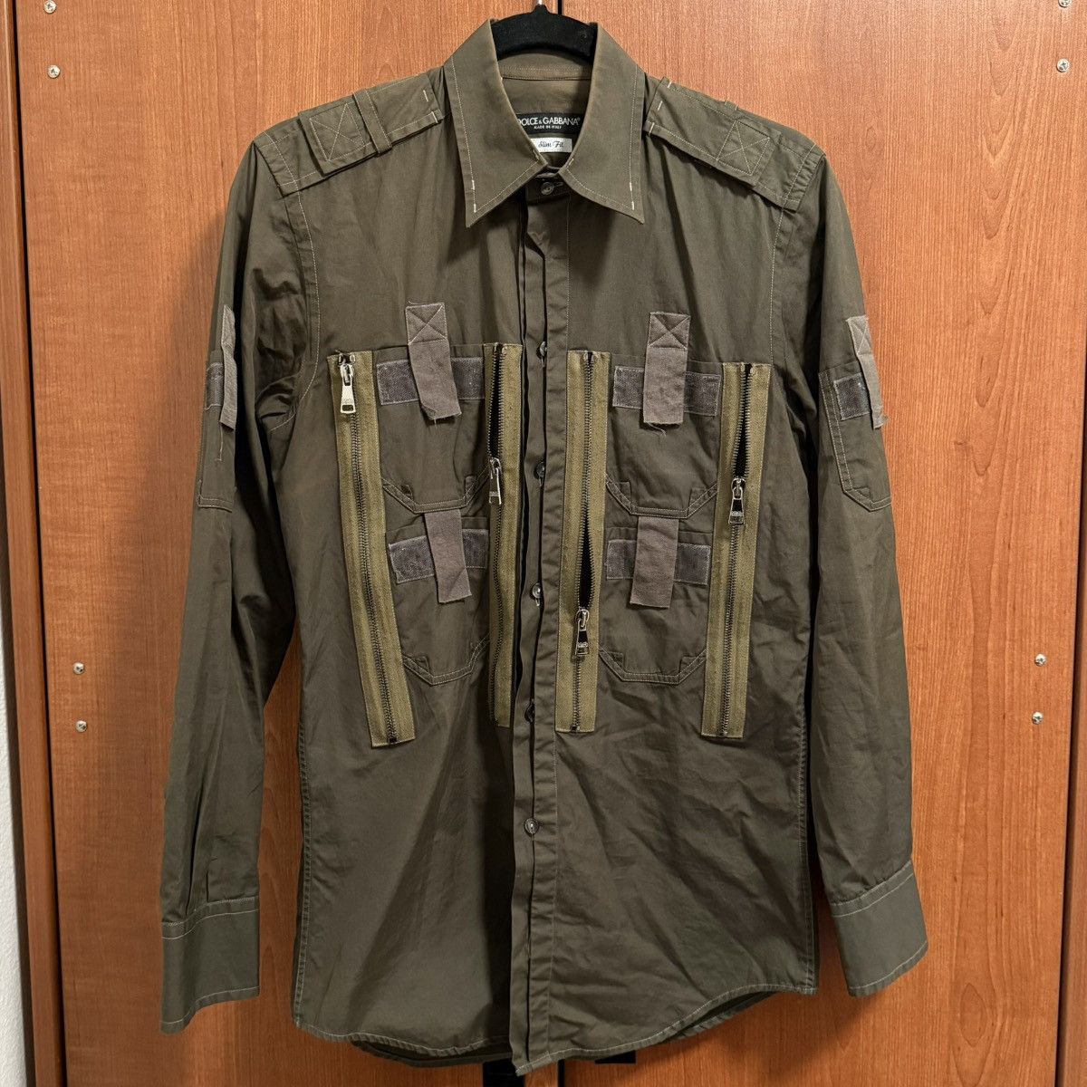 Y2K Mens Dolce shops & Gabbana Green Military Shirt