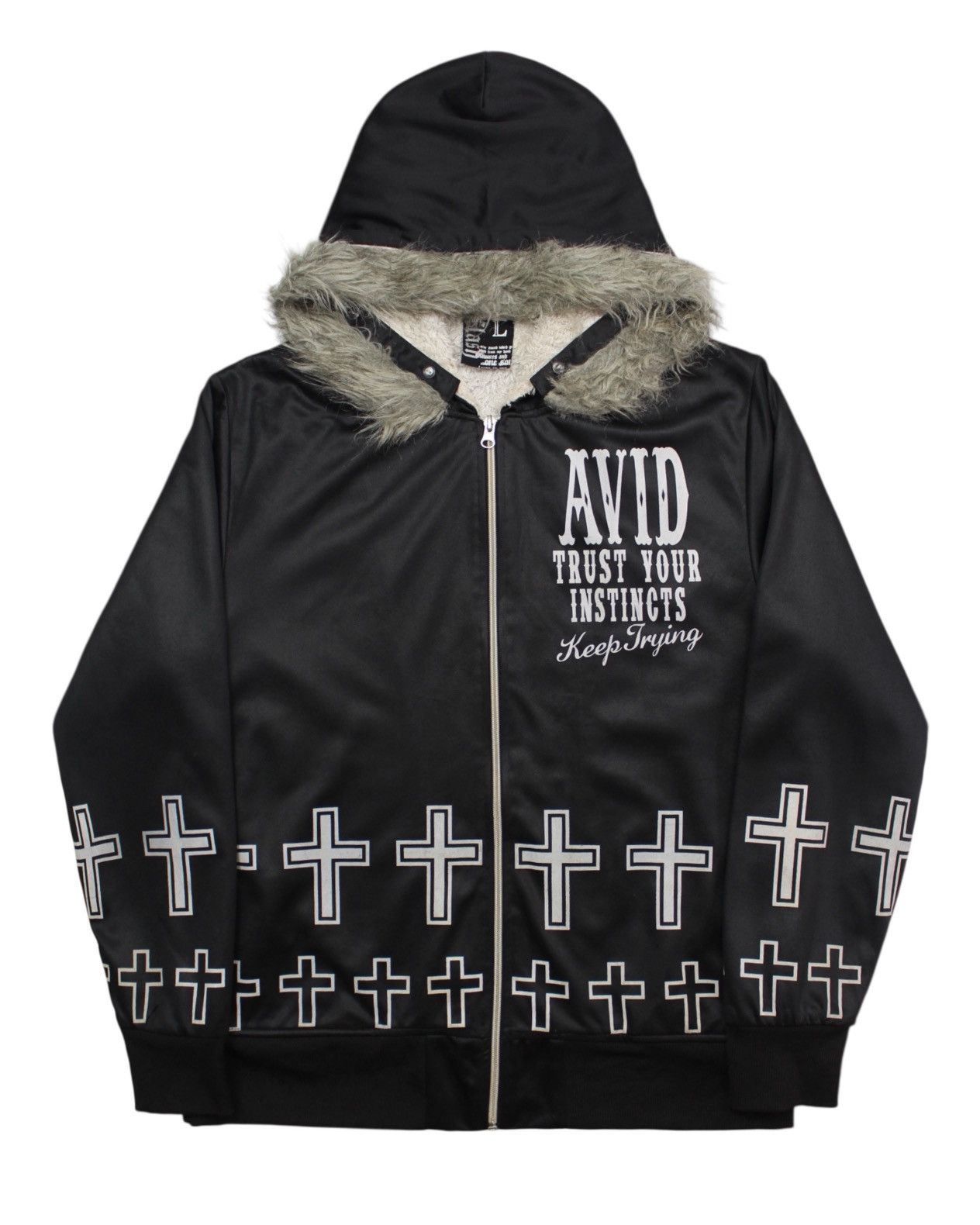 If Six Was Nine 2000S CLASH AHEAD SHERPA × SATIN HOODED JACKET “BRING HOPE” Size US L / EU 52-54 / 3 - 3 Thumbnail