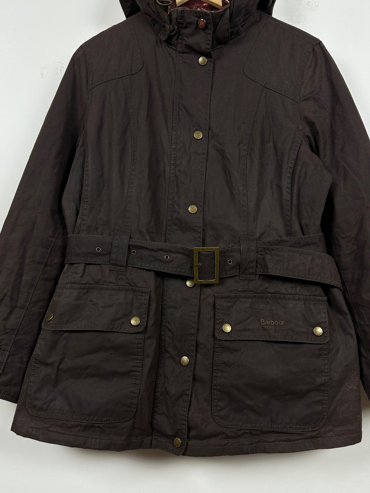 Barbour Barbour Brown Bird Art Bower Belted Waxed Coat Jacket Size L / US 10 / IT 46 - 9 Thumbnail