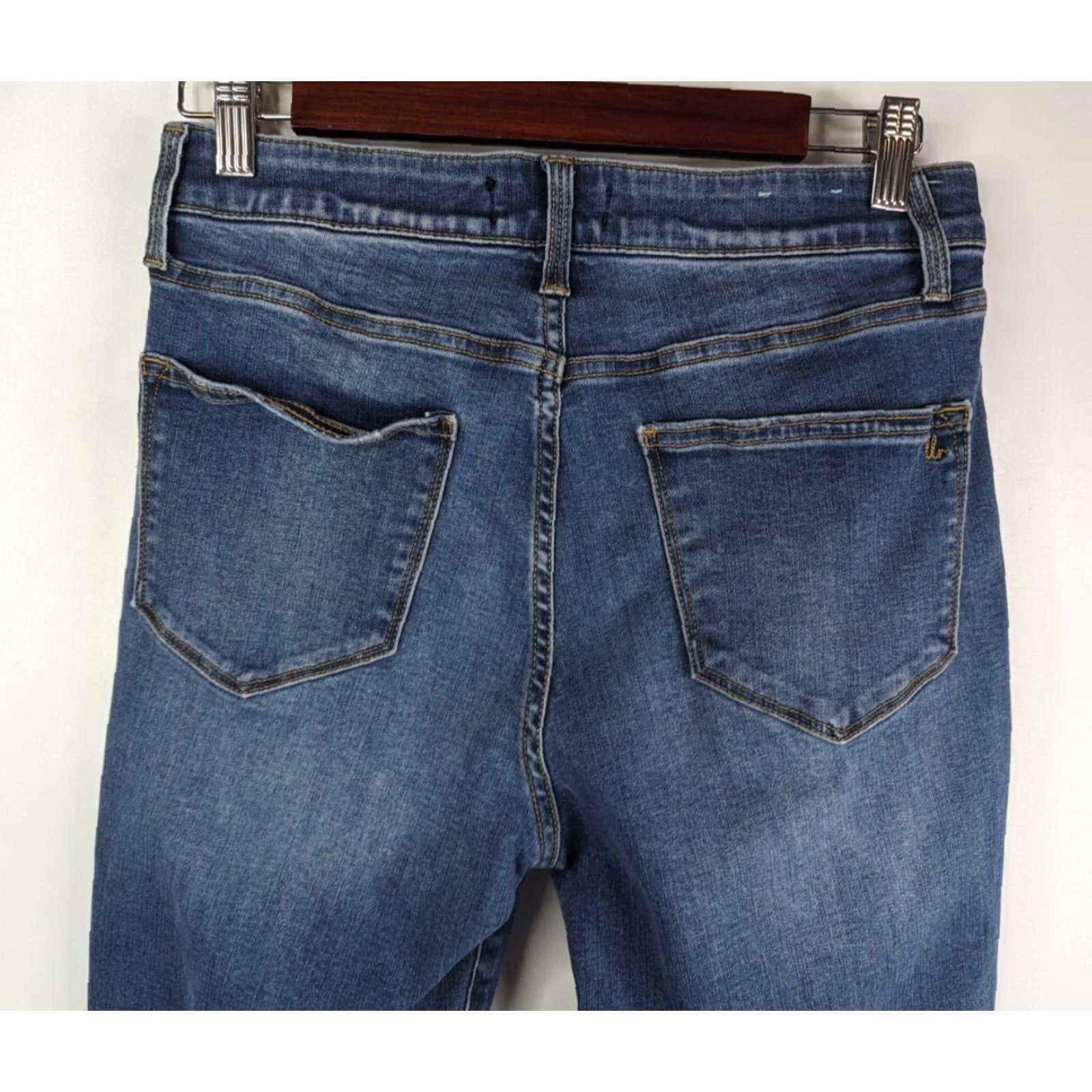 Vintage LuLaRoe Jeans Women 28 Blue Stretch Tapered Slim Ankle Elastic Waist Med Wash - 5-Pocket Design - Button Zip - Regular - Blue - Womens - Jeans Size 28" / US 6 / IT 42 - 5 Thumbnail