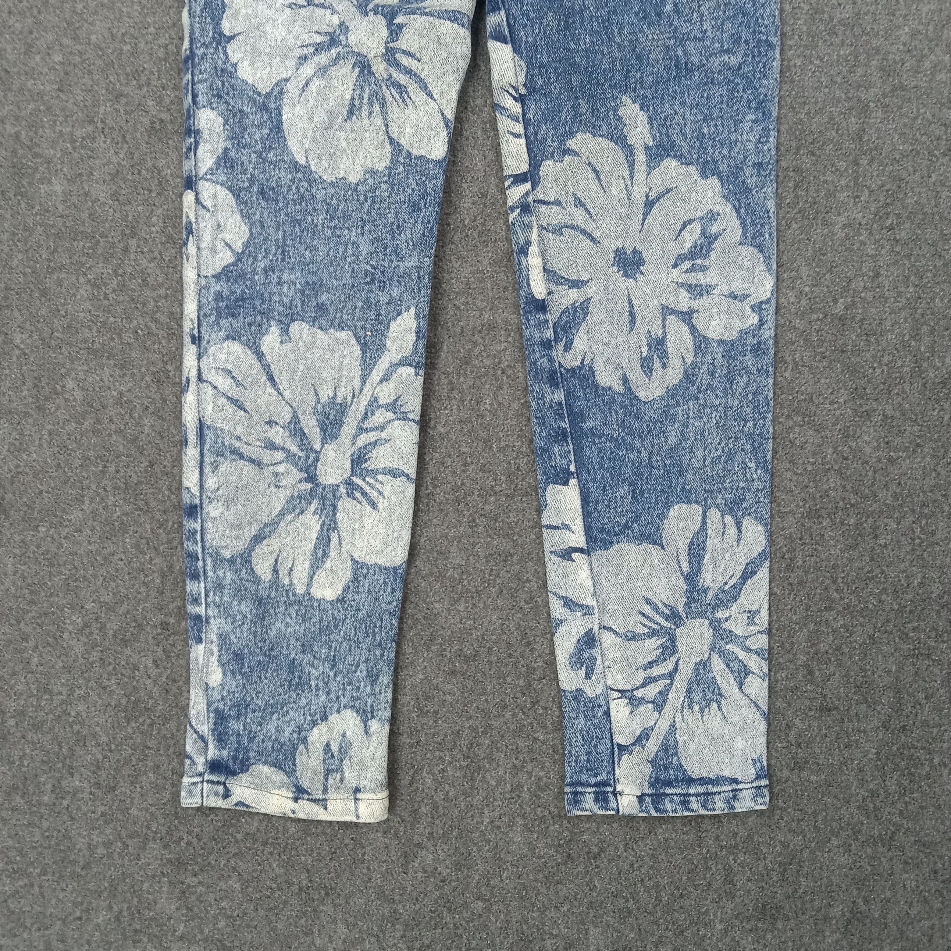 Japanese Brand Ryu Sports Japanese Flower Full Print Jeans C258N26 Size 23" - 8 Thumbnail