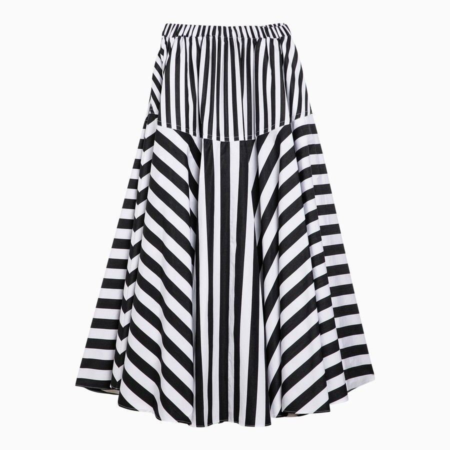 Patou o1d2blof0924 Striped Cotton Skirts in Black & White Size 27" / US 4 / IT 40 - 2 Thumbnail