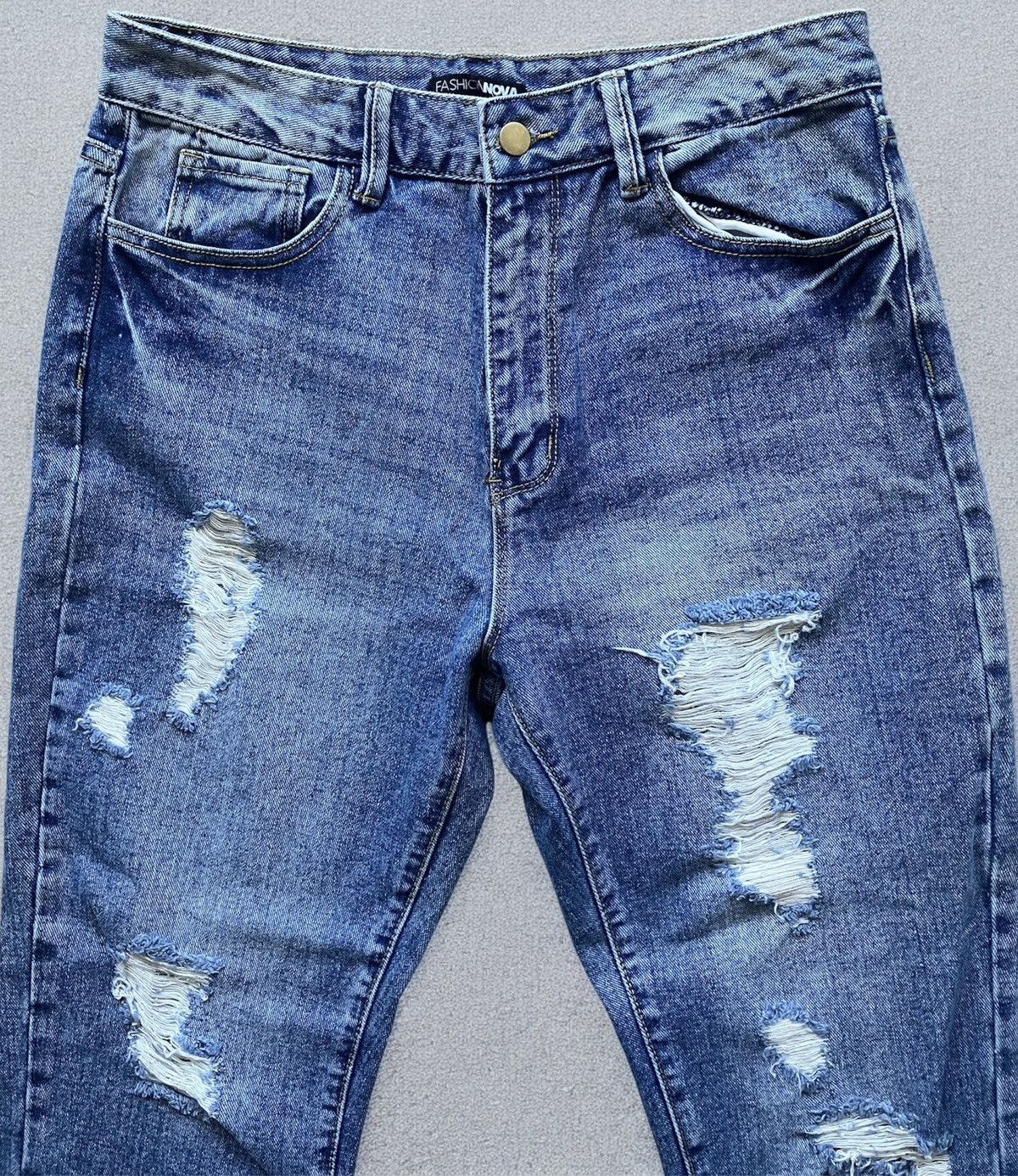 Fashion Nova FASHION NOVA Simple Things High Rise Boyfriend Jeans SIZE 11 Size 32" / US 10 / IT 46 - 3 Thumbnail