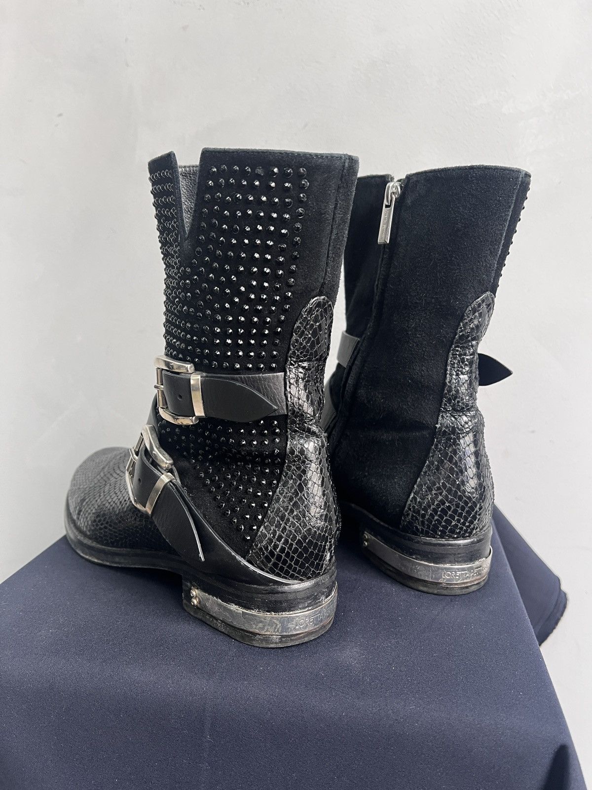 Hedi Slimane Black Studded Biker harley davidson Boots Leather Y2K Size US 7.5 / EU 40-41 - 8 Thumbnail
