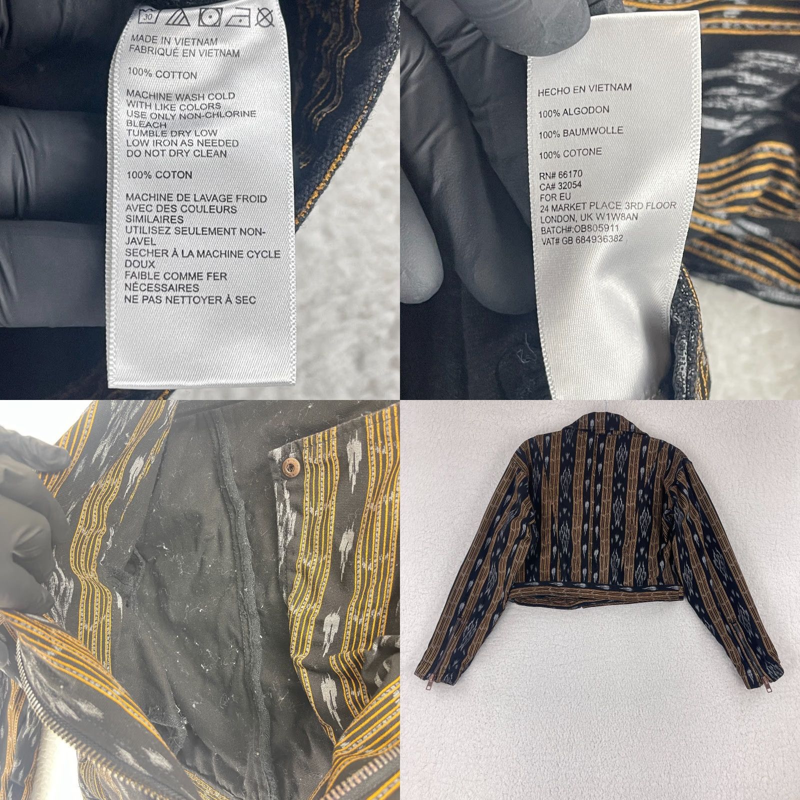 Urban Outfitters Urban Outfitters Moto Jacket Womens M Ikat Stripe Black Yellow Long Sleeve Jacket Size M / US 6-8 / IT 42-44 - 9 Thumbnail