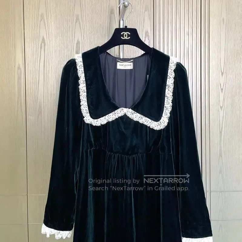 Yves Saint Laurent YSL A-Line Dress in Dark Green . Size S / US 4 / IT 40 - 2 Thumbnail