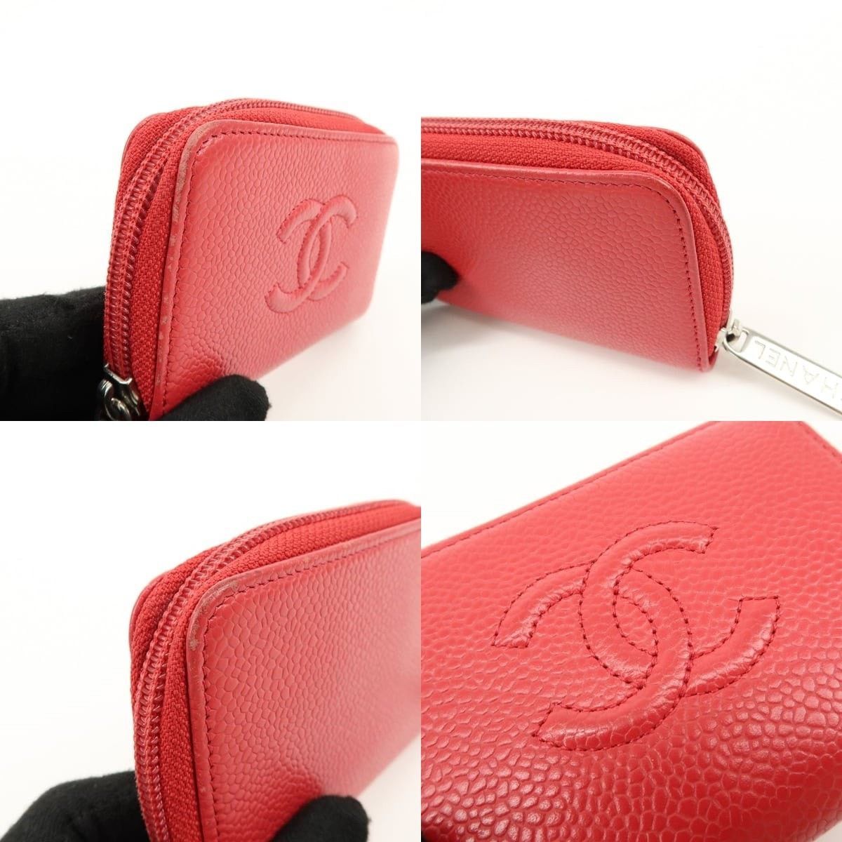 Chanel Chanel CC Logo Caviar Leather Coin Purse Red Size ONE SIZE - 5 Thumbnail