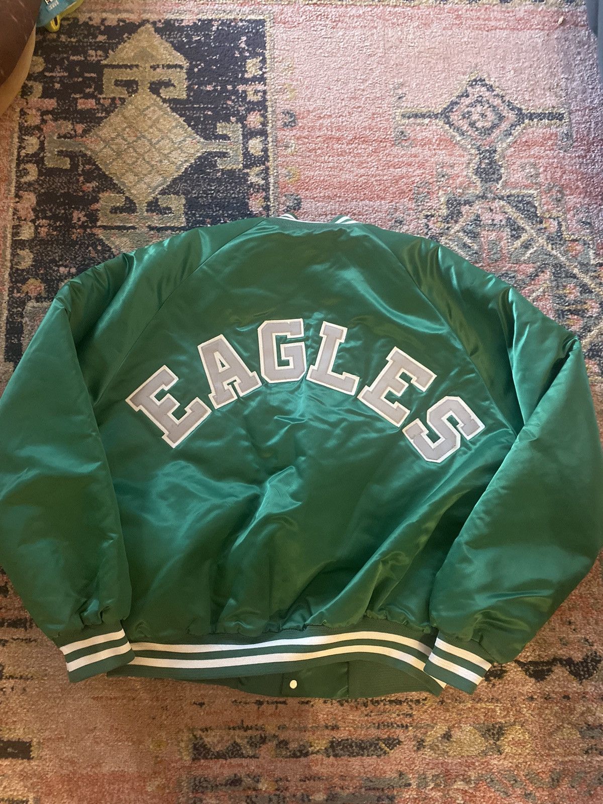 image of Chalk Line x Nfl Vintage 80’S Philadelphia Eagles Satin Jacket in Green, Men's (Size XL)