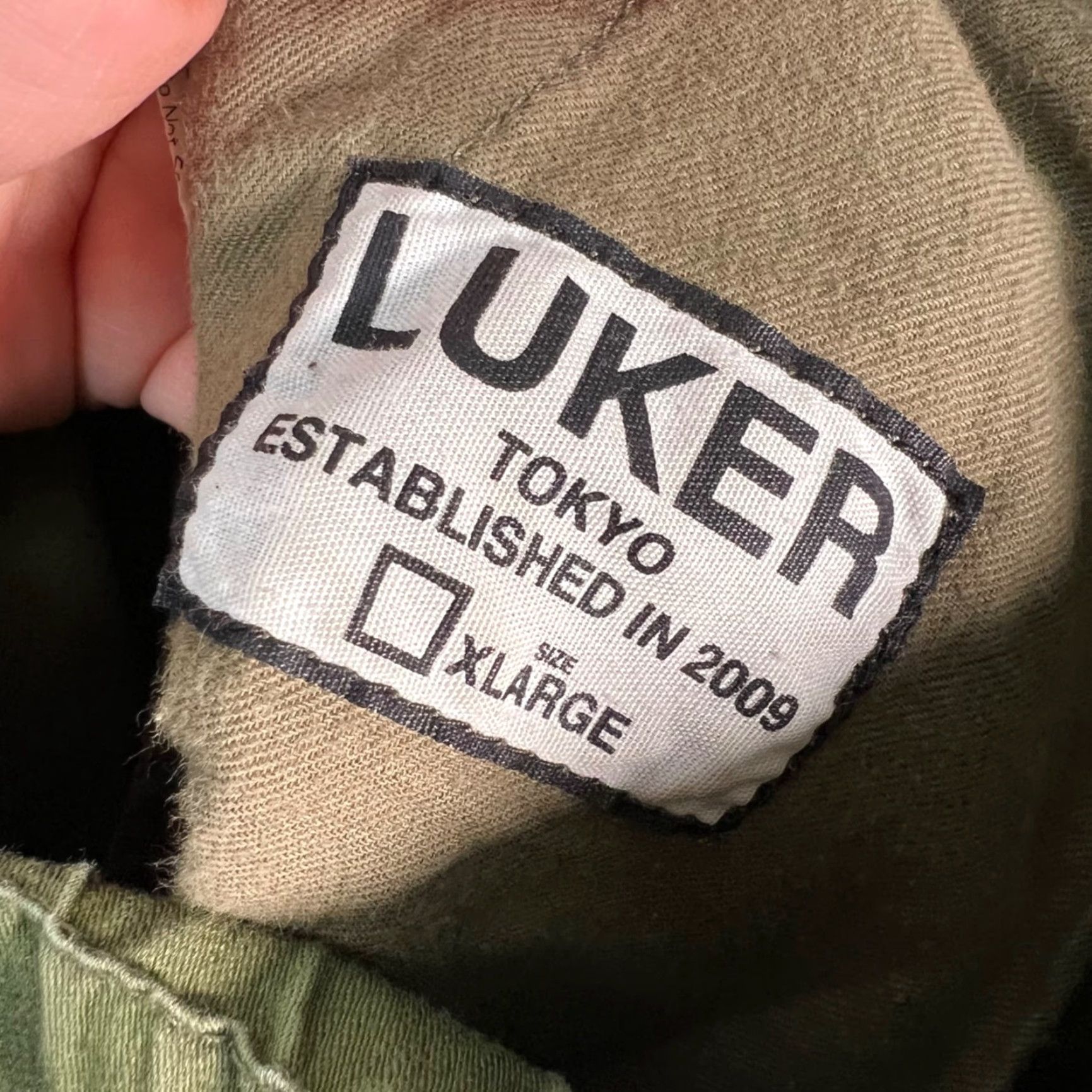 Olive Luker Tokyo Mens XL Olive Green Tapered Cargo Jogger Pants Cotton Front Logo Pockets 28in Inseam Adjustable Rise Mid Vintage No Size US 36 / EU 52 - 3 Thumbnail