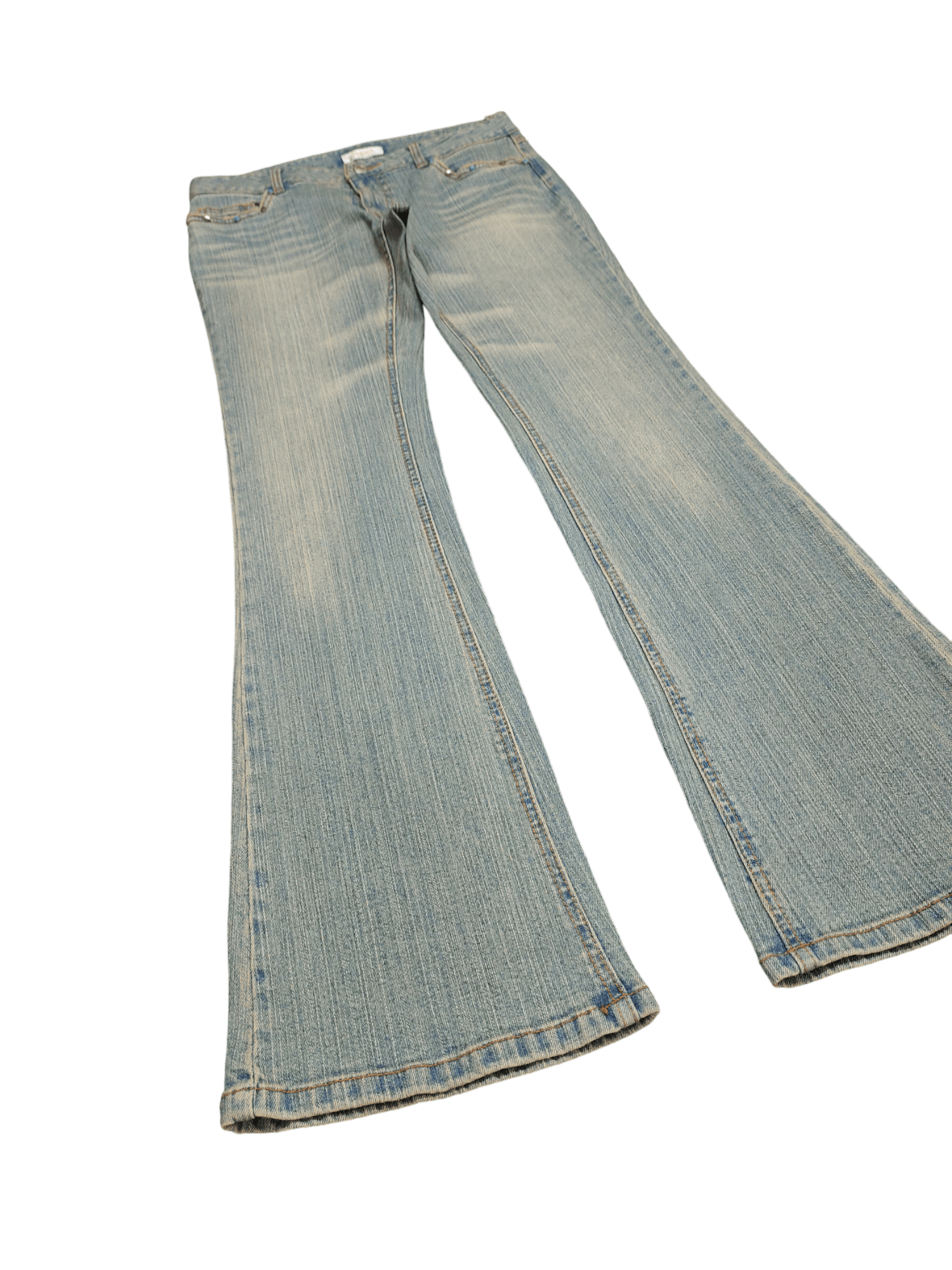 If Six Was Nine Flare Jeans Muuga Distress Faded Boot Cut Y2k Low Rise Size US 30 / EU 46 - 3 Thumbnail