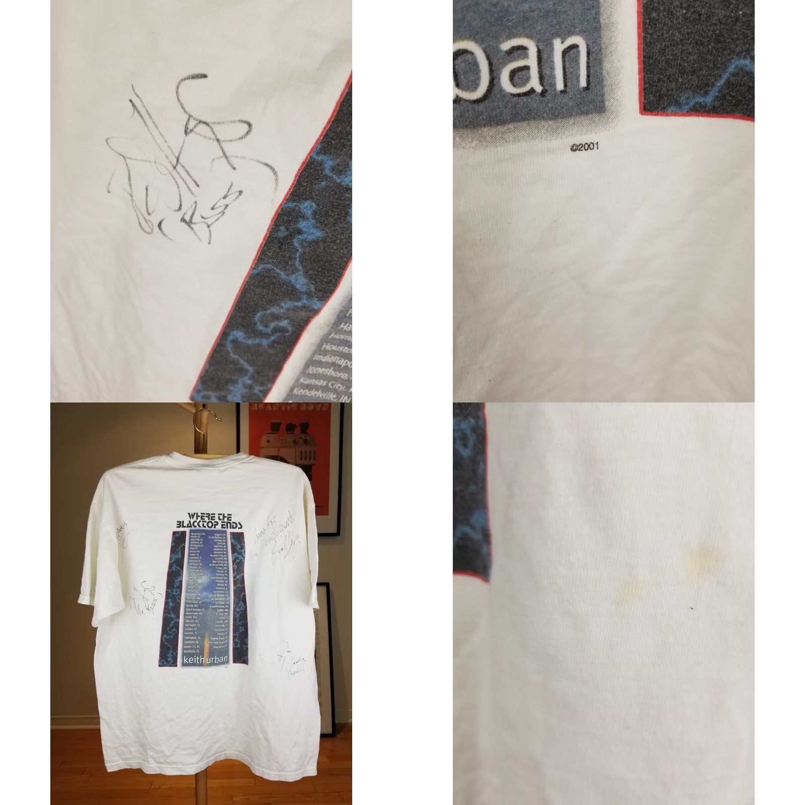 Vintage VINTAGE 2001 KEITH URBAN BAND SIGNED TOUR WHITE T-SHIRT SZ LARGE Men Size US L / EU 52-54 / 3 - 9 Thumbnail
