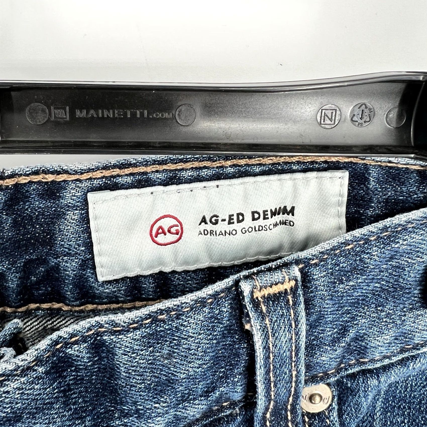 Vintage AG Adriano Goldschmied Jeans 31 Blue Boyfriend Slim Slim Jeans Womens 27in Inseam Blue Embroidered Logo Denim Cotton N/A Vintage No Ladies Size 24" / US 00 / IT 34 - 5 Thumbnail