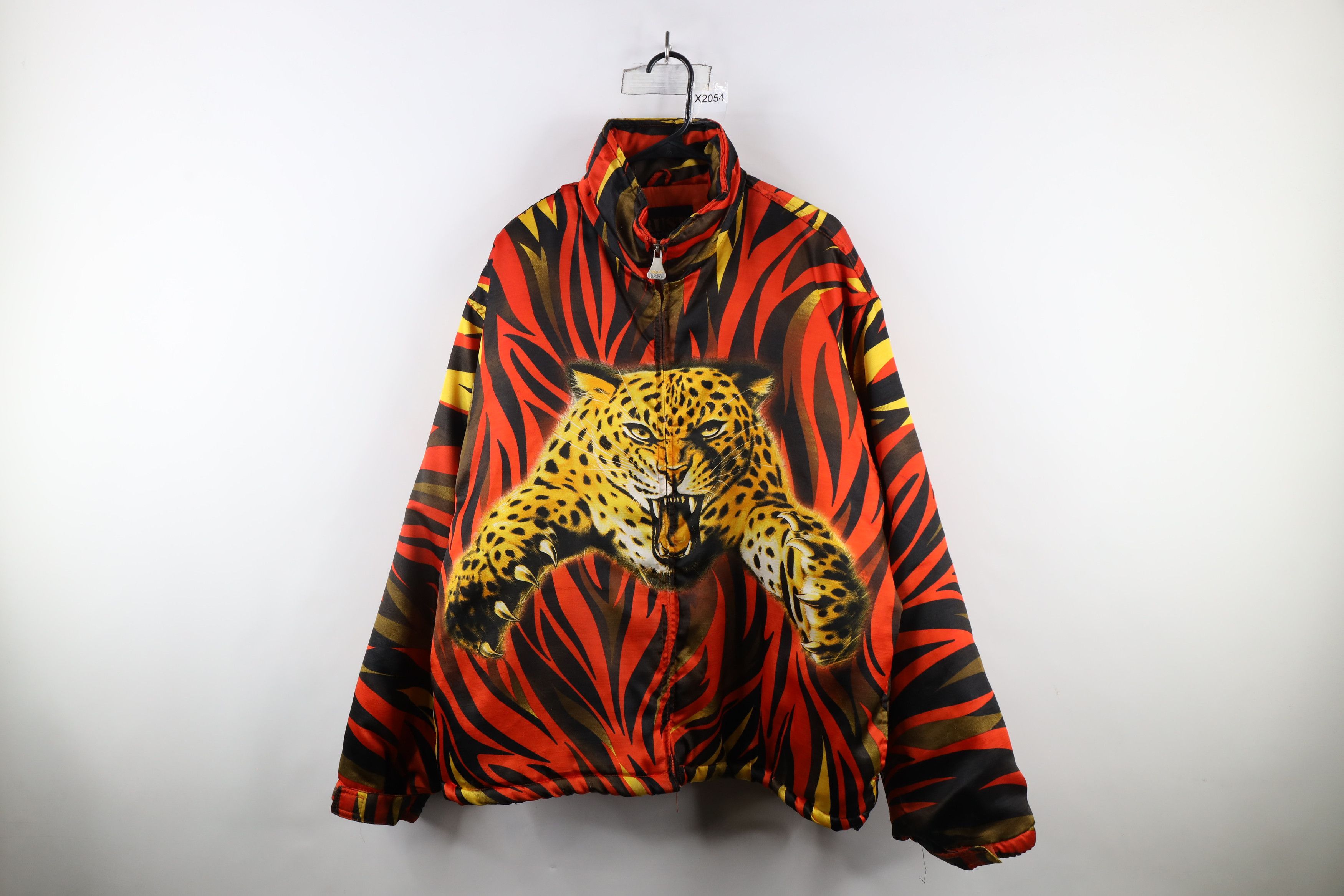 Vintage 90s Streetwear All Over Print Full Zip Puffer Jacket