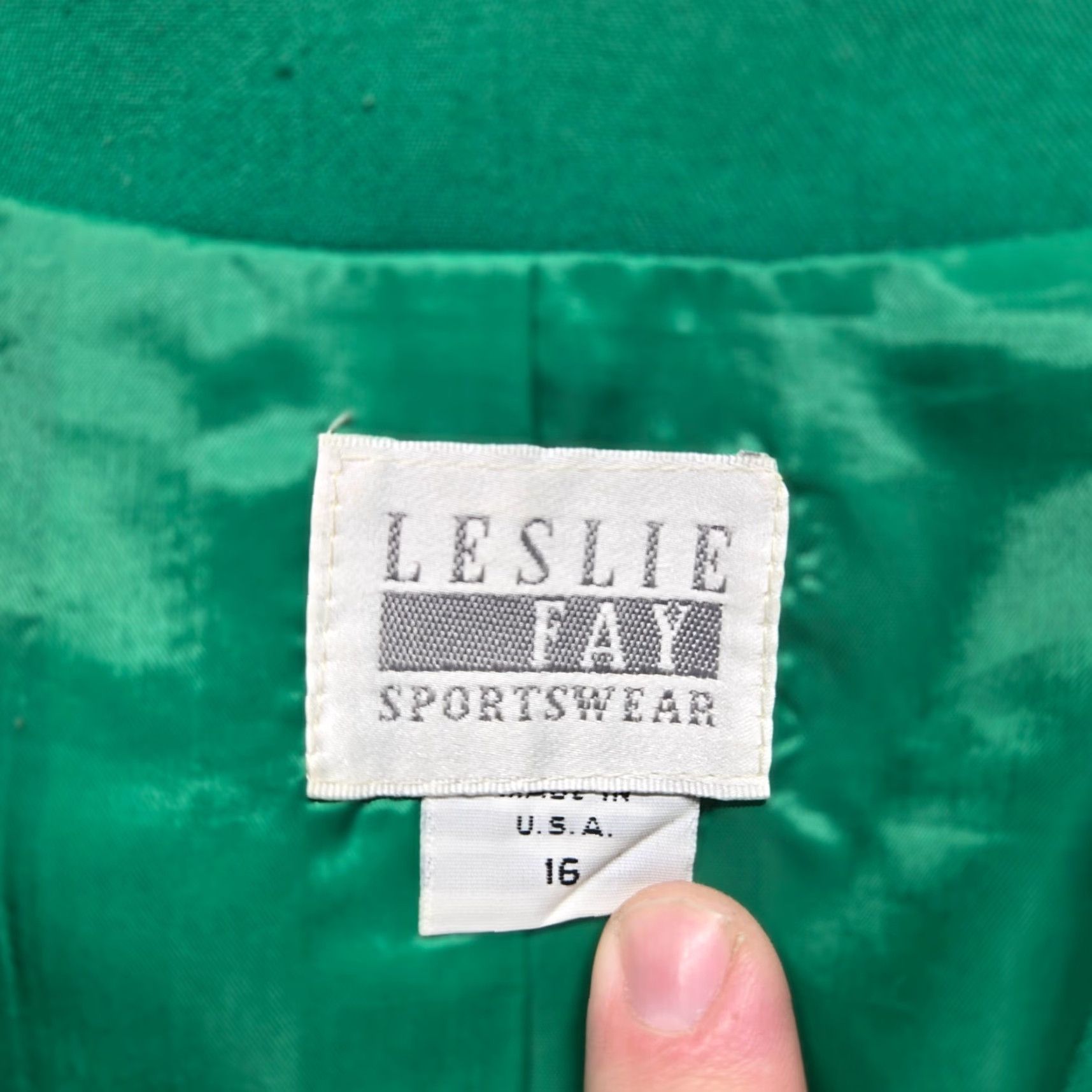 Vintage Vintage Leslie Fay Green Jacket Coat Long Sleeve Adult Women's Size 16 Size XXL / US 16-18 / IT 52-54 - 3 Thumbnail