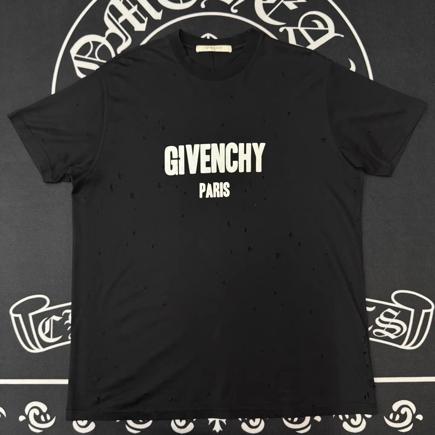 Givenchy Givenchy Black Distressed Ripped Short Sleeve Q10 Size US XXS / EU 40 - 1 Thumbnail