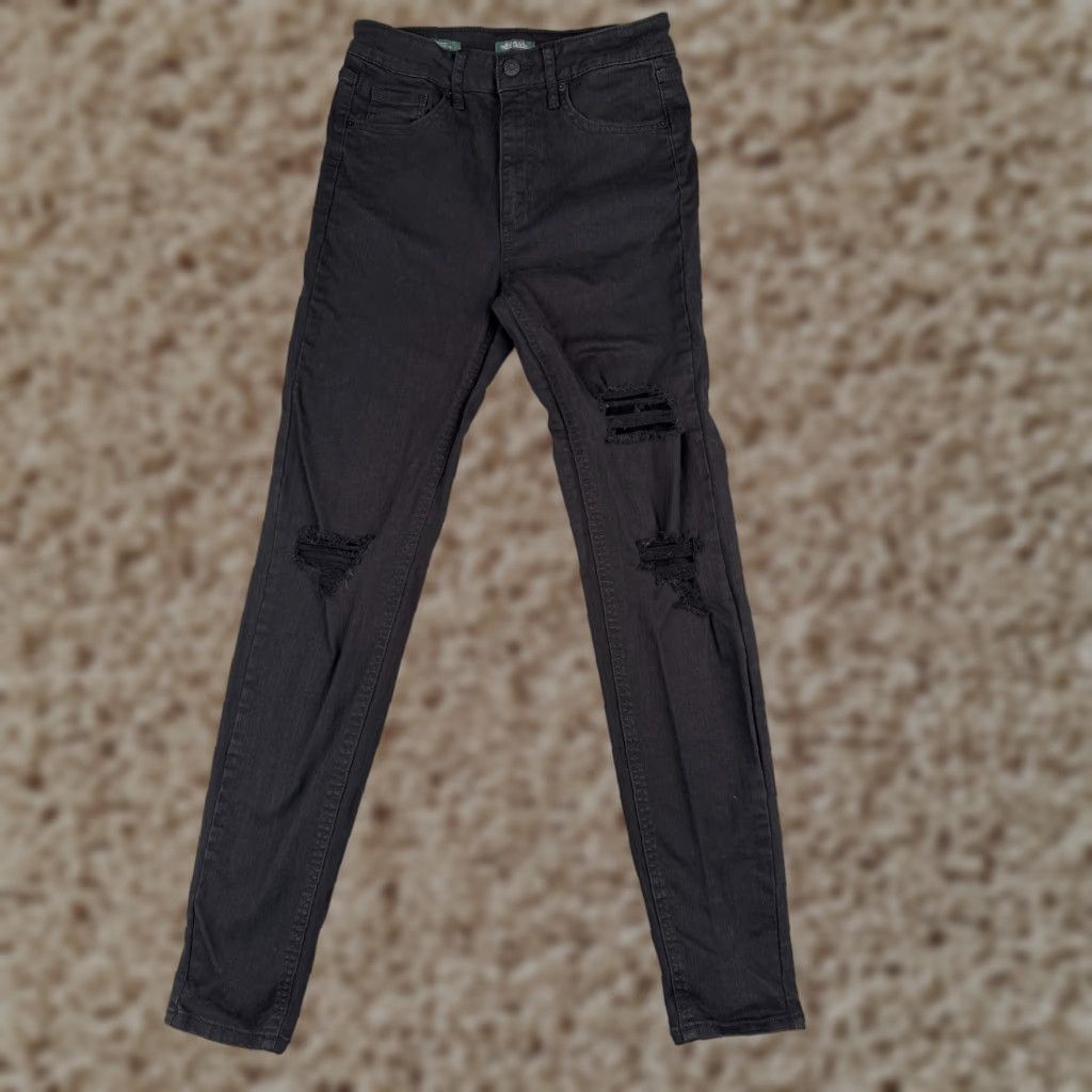 Vintage Wild Fable Jeans Women 0 Black Distressed High Rise Skinny Cotton Blend 25x28 Size 25" / US 0 / IT 36 - 1 Thumbnail