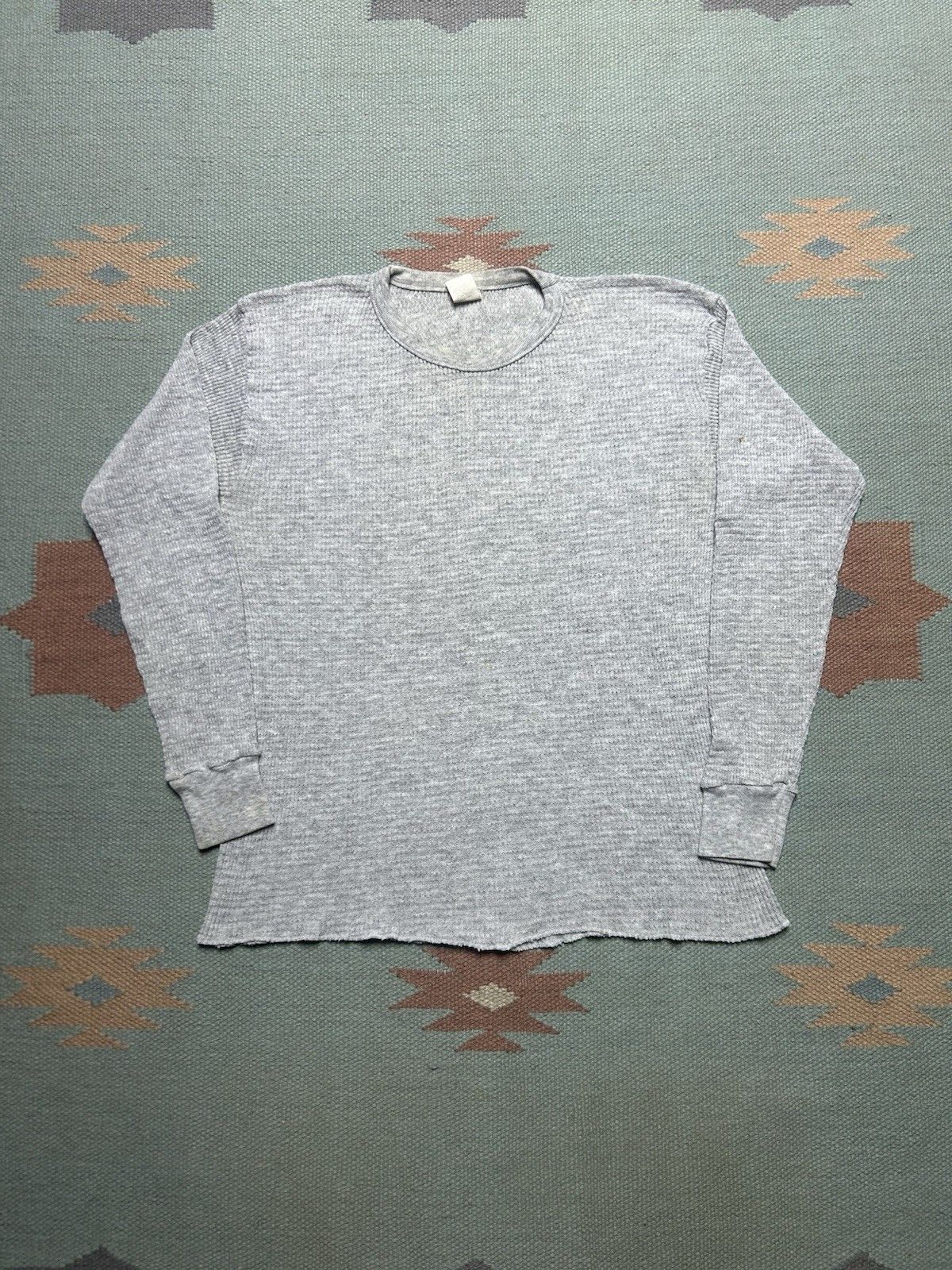Vintage Vtg 70s 80s waffle knit thermal shirt blank base womens XL Size XL / US 12-14 / IT 48-50 - 1 Thumbnail
