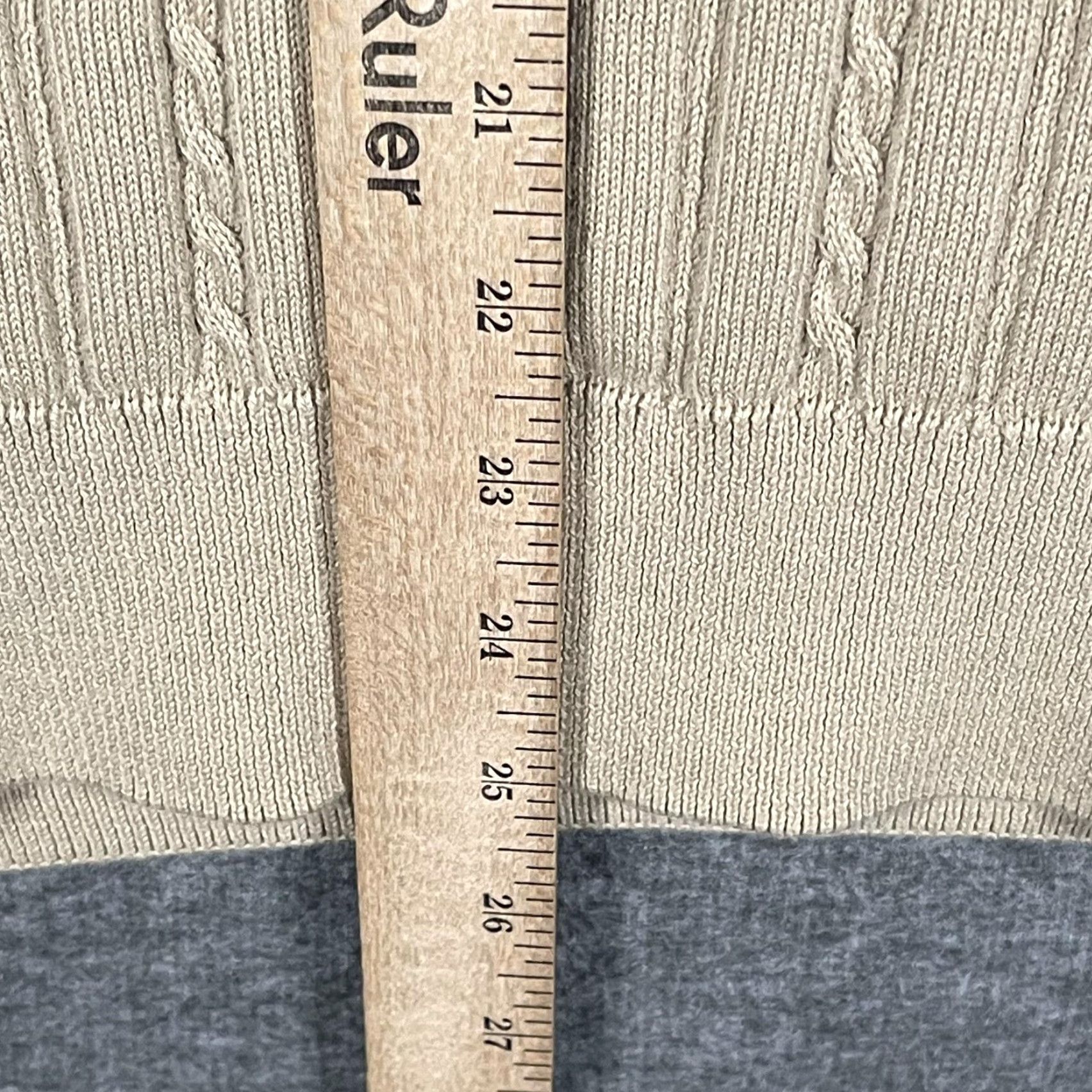 Geoffrey Beene Geoffrey Beene Sweater Mens Large Beige Cotton Cable-Knit Quarter Zip Pullover Size US L / EU 52-54 / 3 - 7 Thumbnail