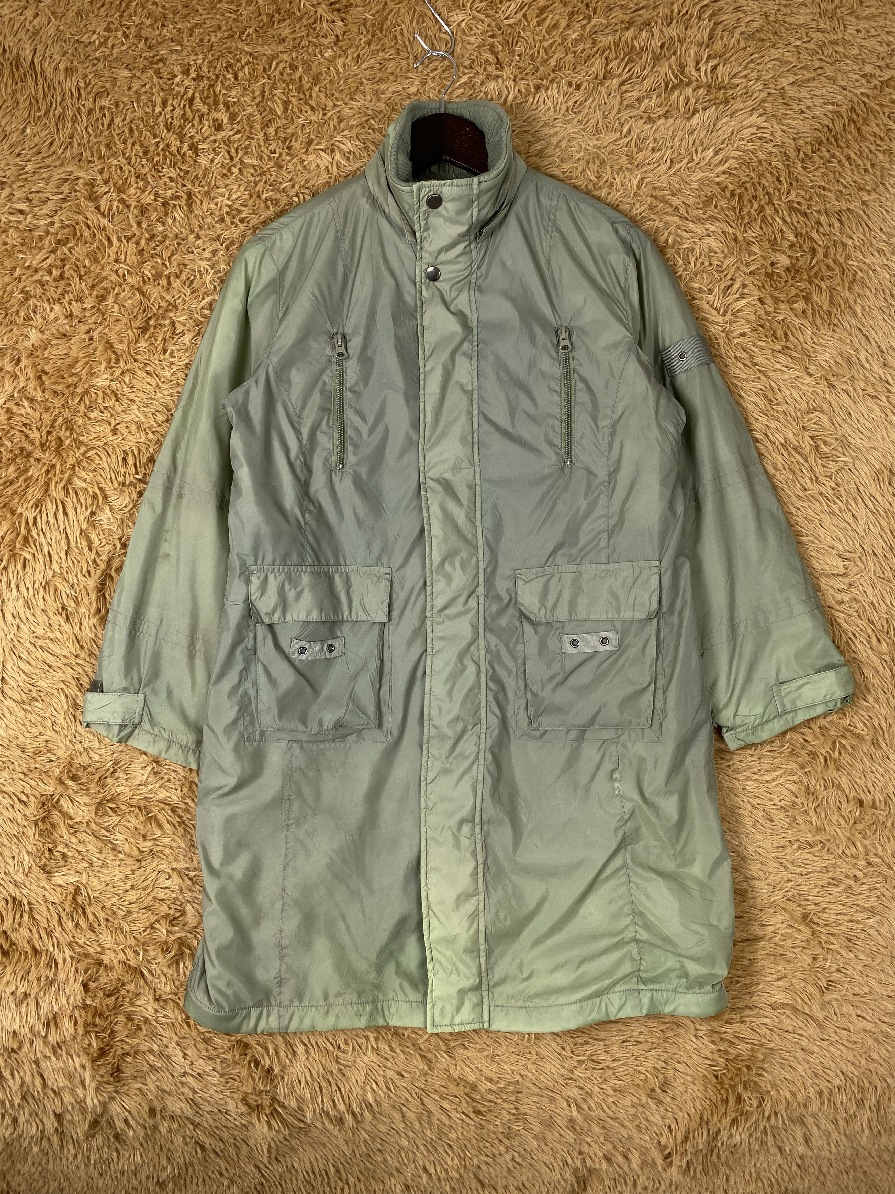 image of Vintage Edeis Fleece Lining Long Jacket in Green, Men's (Size Small)