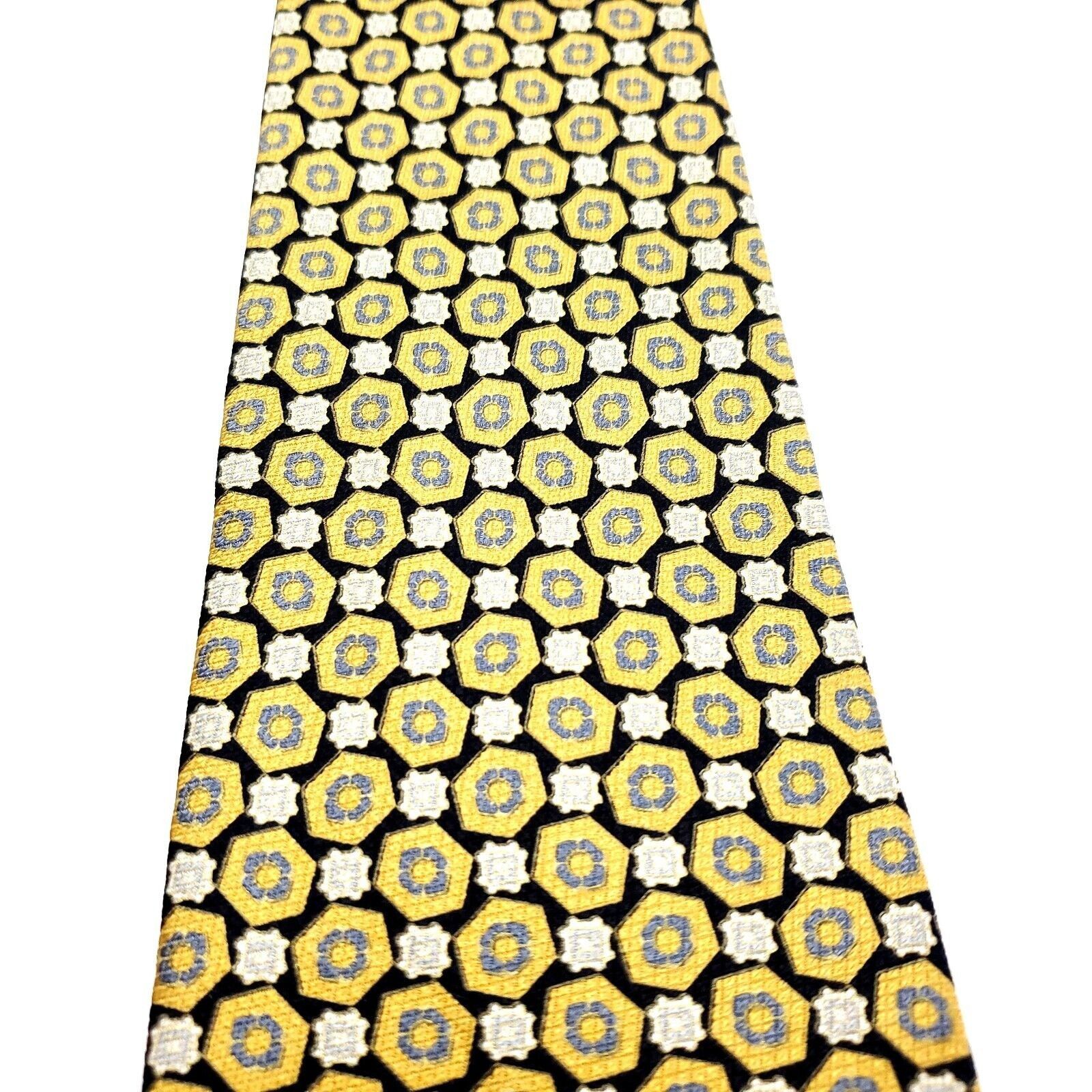 Designer Today's Man Yellow Silk Tie Woven Geometric Size ONE SIZE - 2 Thumbnail