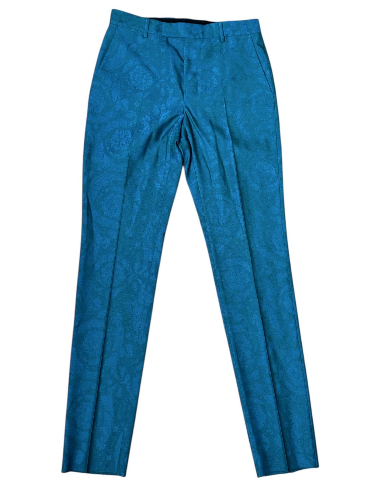 Versace turquoise jacquard baroque pants size 48