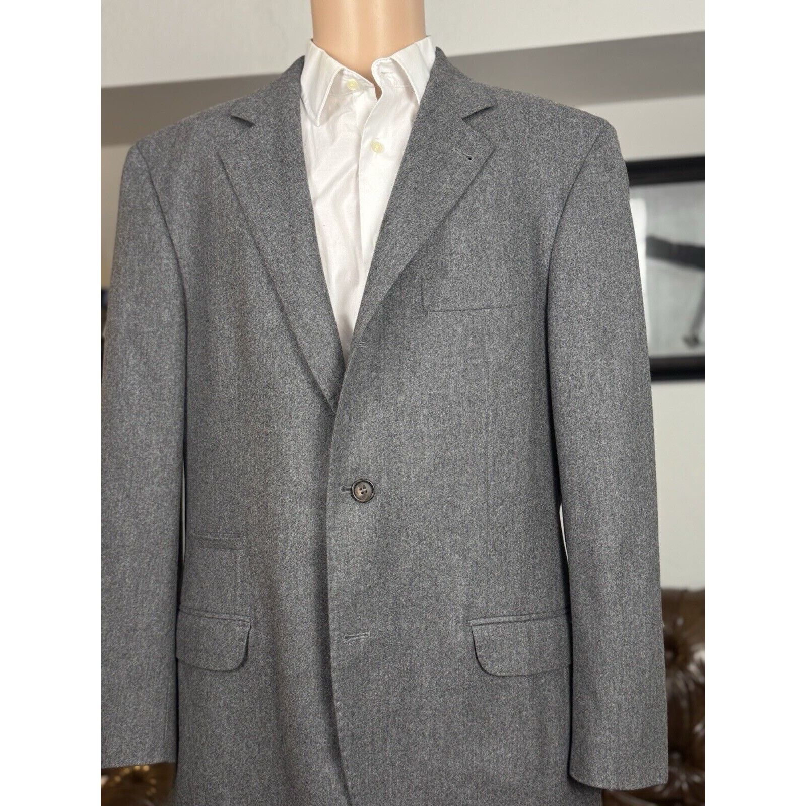 Brunello Cucinelli Brunello Cucinelli Gray Flannel Tweed Blazer Wool 54/44R Size 44R - 2 Thumbnail