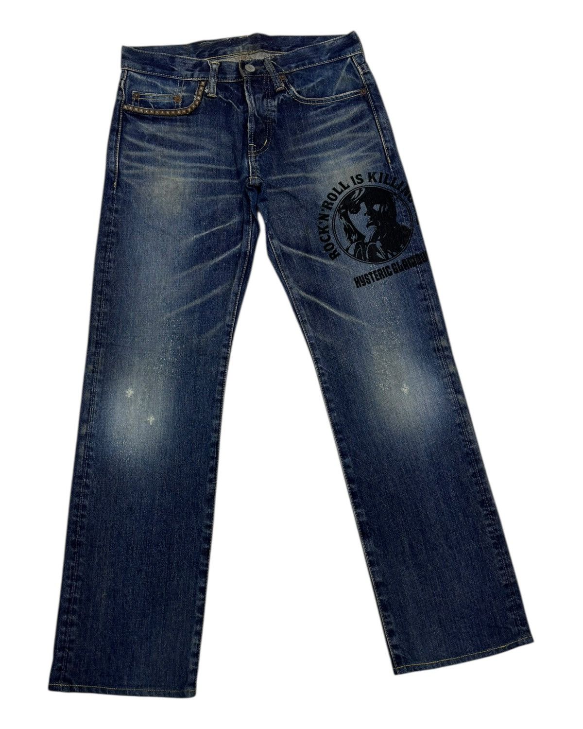 Hysteric Glamour × Japanese Brand × Undercover Hysteric Glamour Rock N Roll Is Killing Me Studded Jeans Size US 29 - 9 Thumbnail