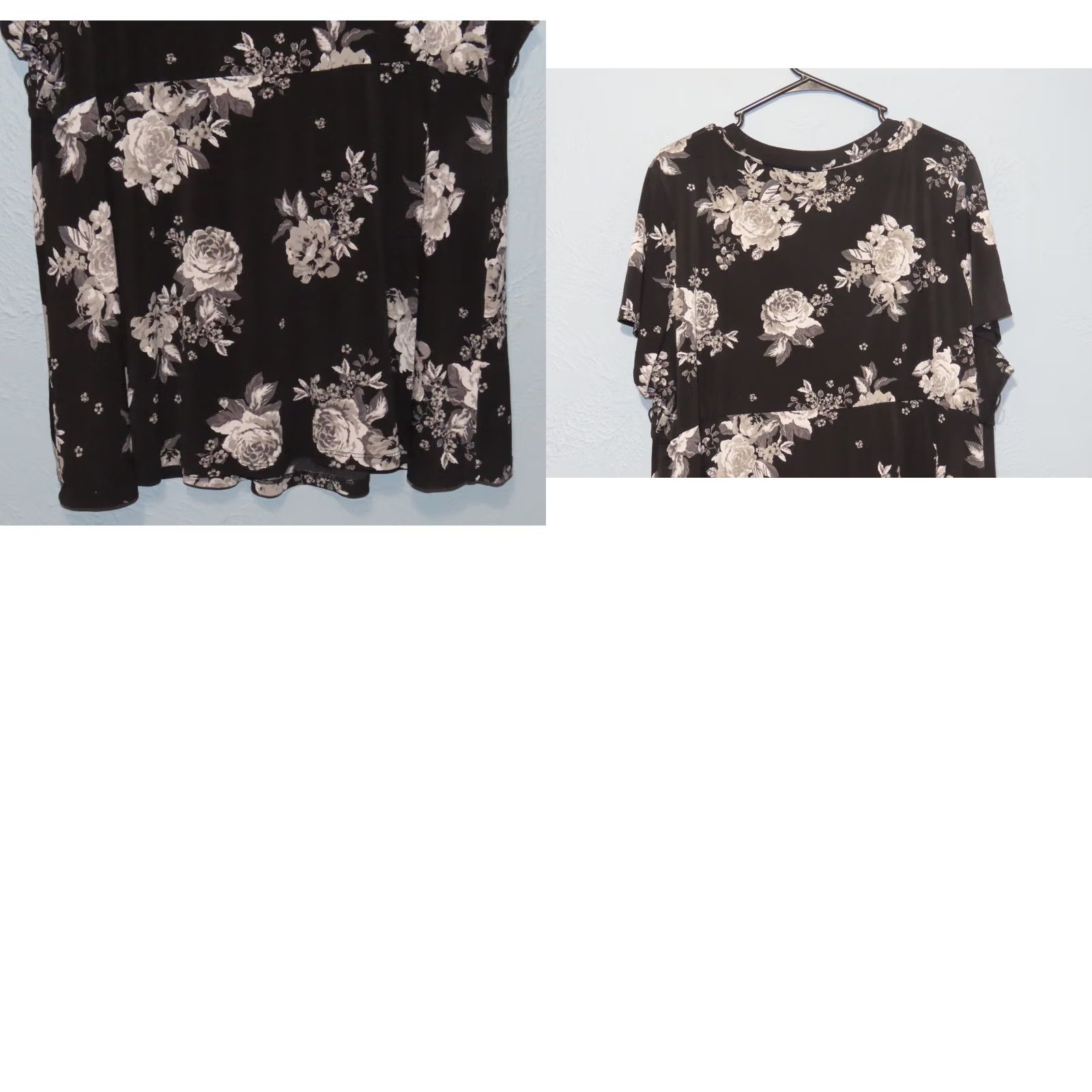 Torrid Torrid Blouse Knit Crepe Wrap Peplum Top Black Floral 4XL Womens Short Sleeve V-Neck Pullover Plus Size Size XXL / US 16-18 / IT 52-54 - 8 Thumbnail