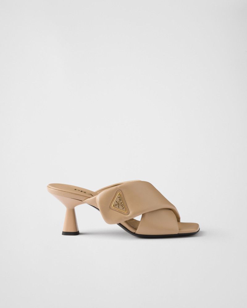 Prada o1B3y1r0526 Padded Nappa Leather Sandals in Beige Size US 7 / IT 37 - 1 Thumbnail