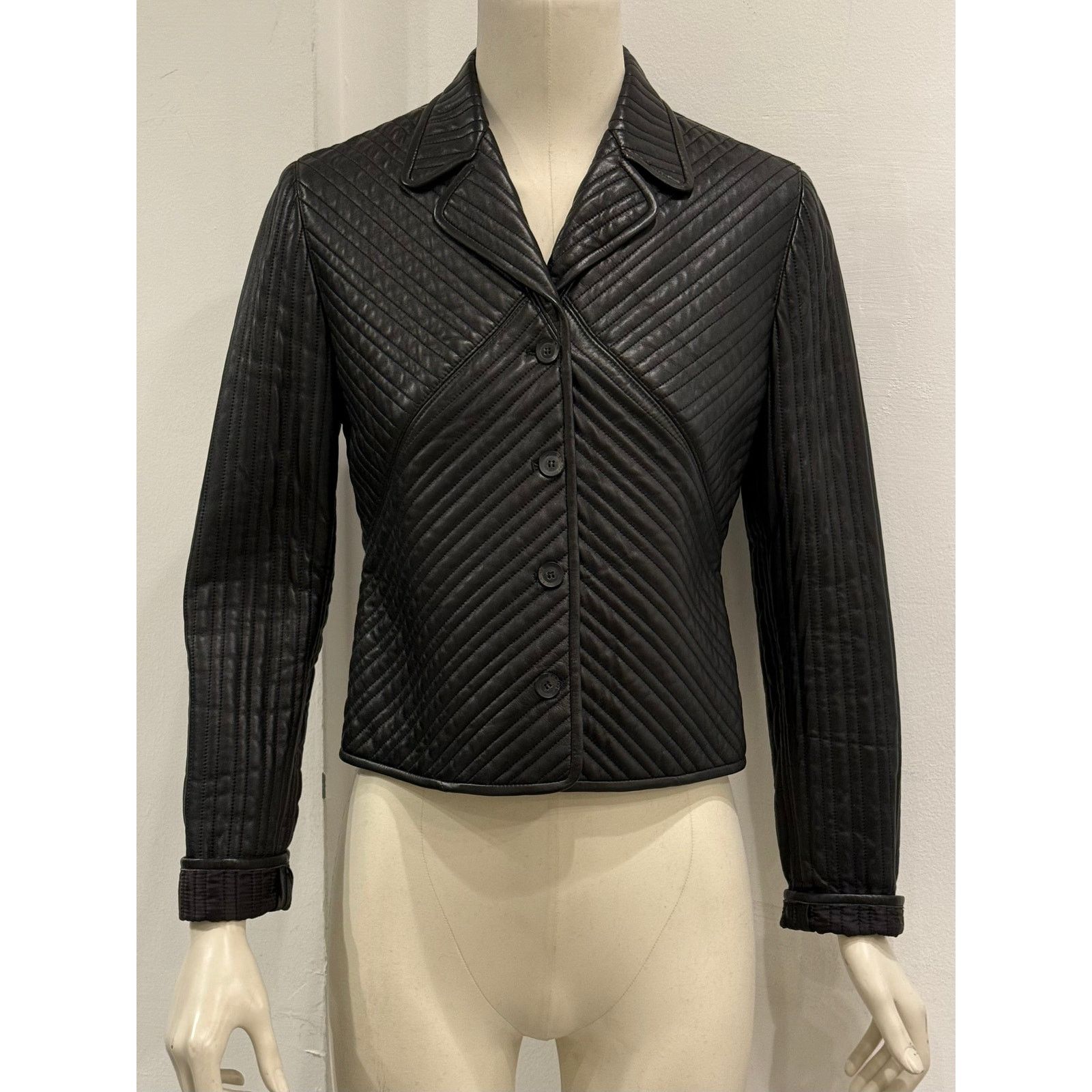 Loewe 1990s Loewe paneled cropped leather jacket Size M / US 6-8 / IT 42-44 - 1 Thumbnail