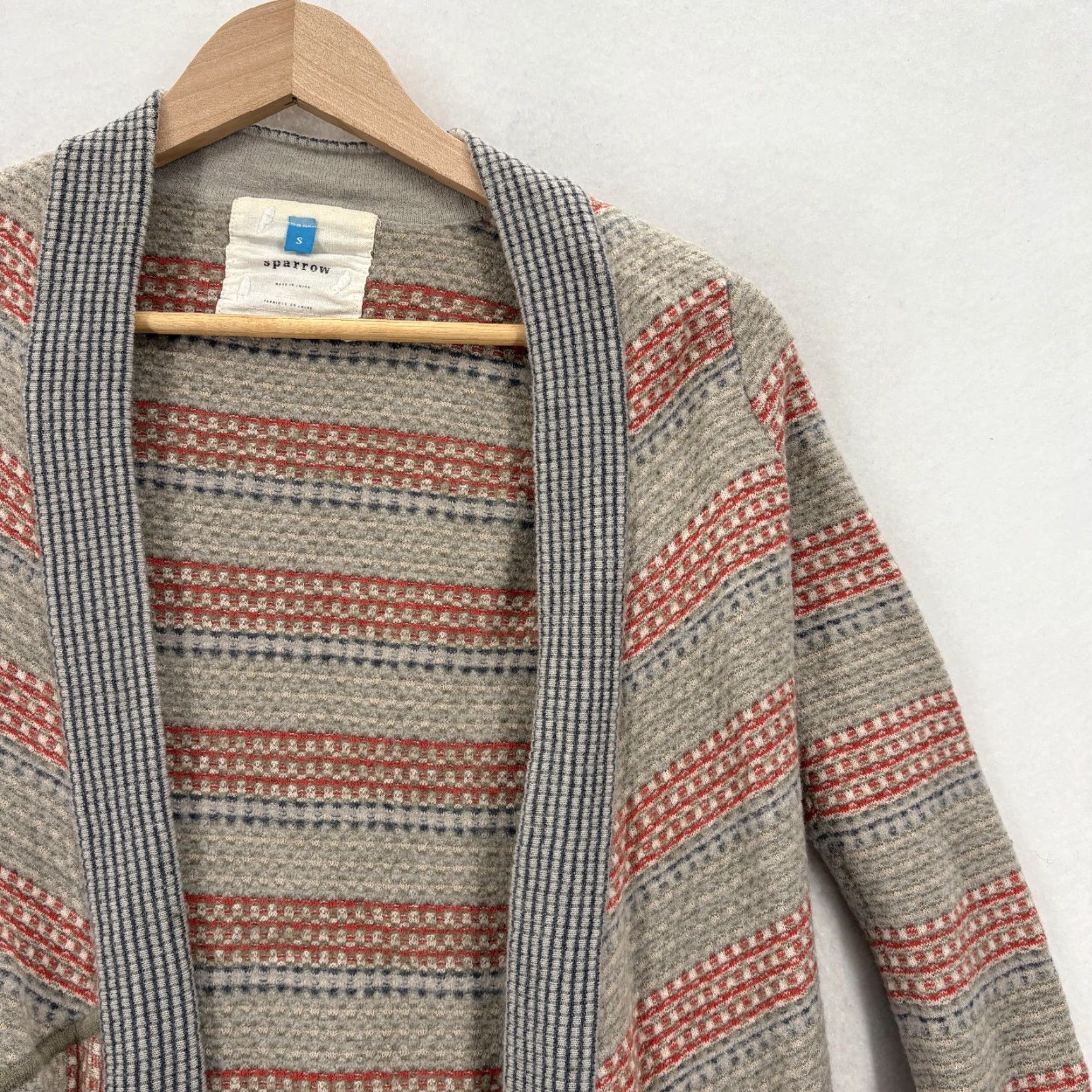 Arrow Anthropologie Sparrow Cardigan Sweater Womens S Gray Wool Open Front Longline Size S / US 4 / IT 40 - 2 Thumbnail