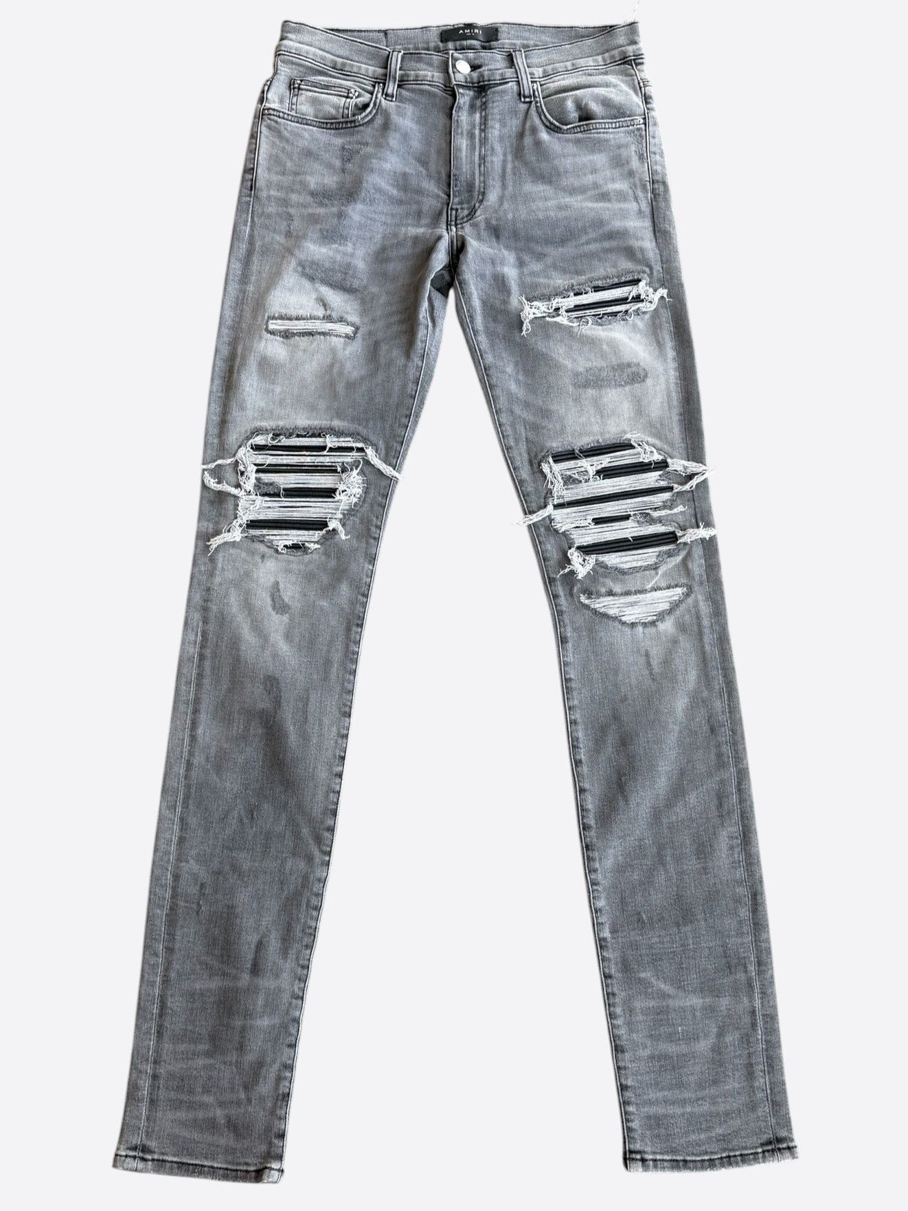 Amiri Amiri Storm Grey & Black Patch MX1 Jeans Size US 31 - 1 Thumbnail