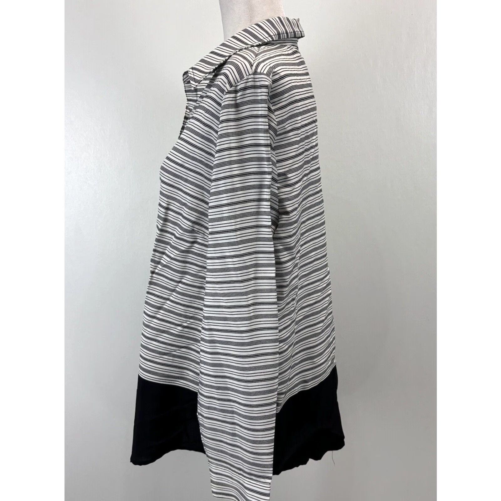 Vintage Chicos Striped Block Devin Shirt Sz 2 US Large Black White Popover Lightweight Size L / US 10 / IT 46 - 2 Thumbnail