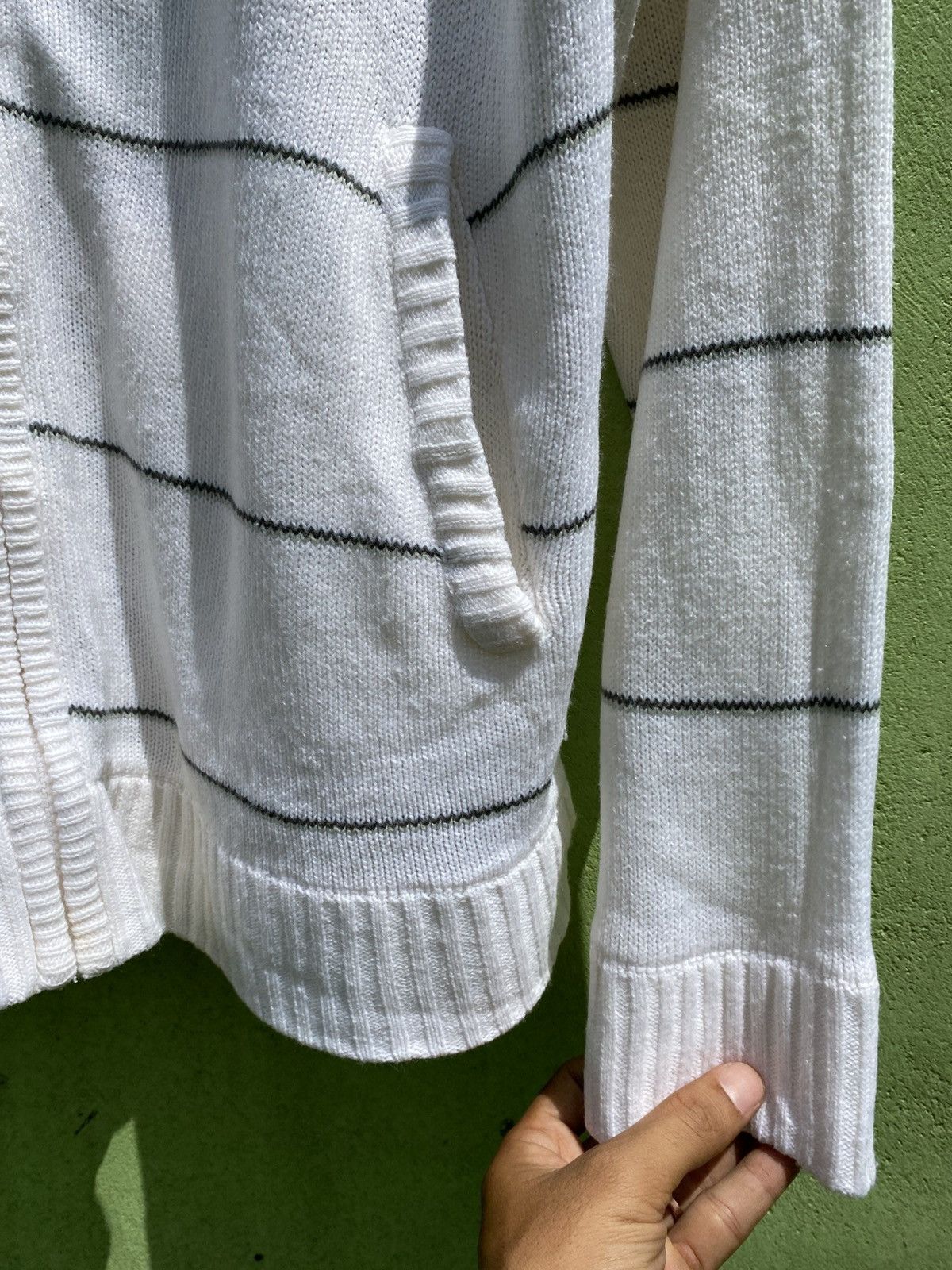 Vans VANS White Zip-Up Knit Sweater Striped Vintage Streetwear Size US L / EU 52-54 / 3 - 7 Thumbnail