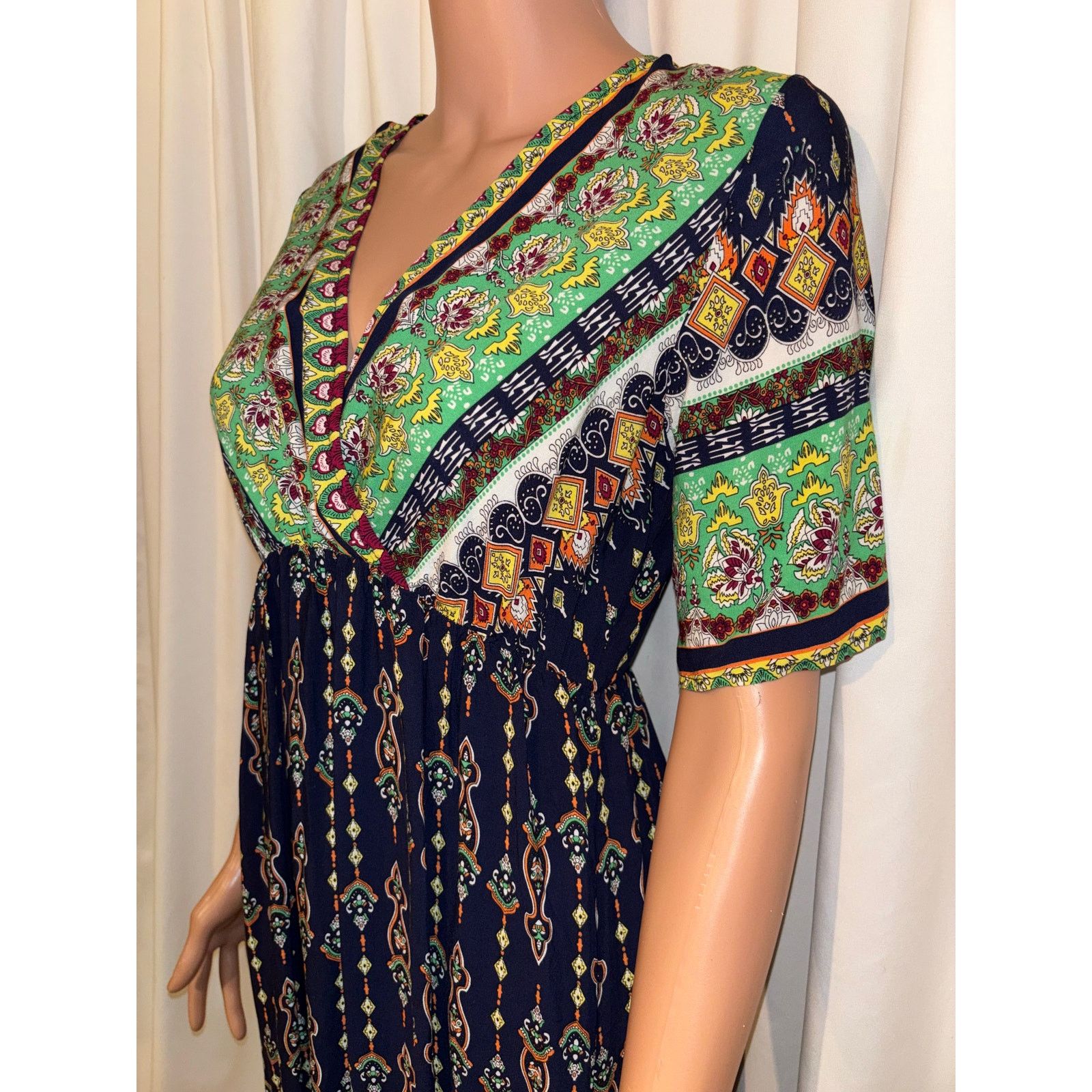 The Unbranded Brand Boho Multi-Color Paisley Dress One Size Size ONE SIZE - 4 Thumbnail