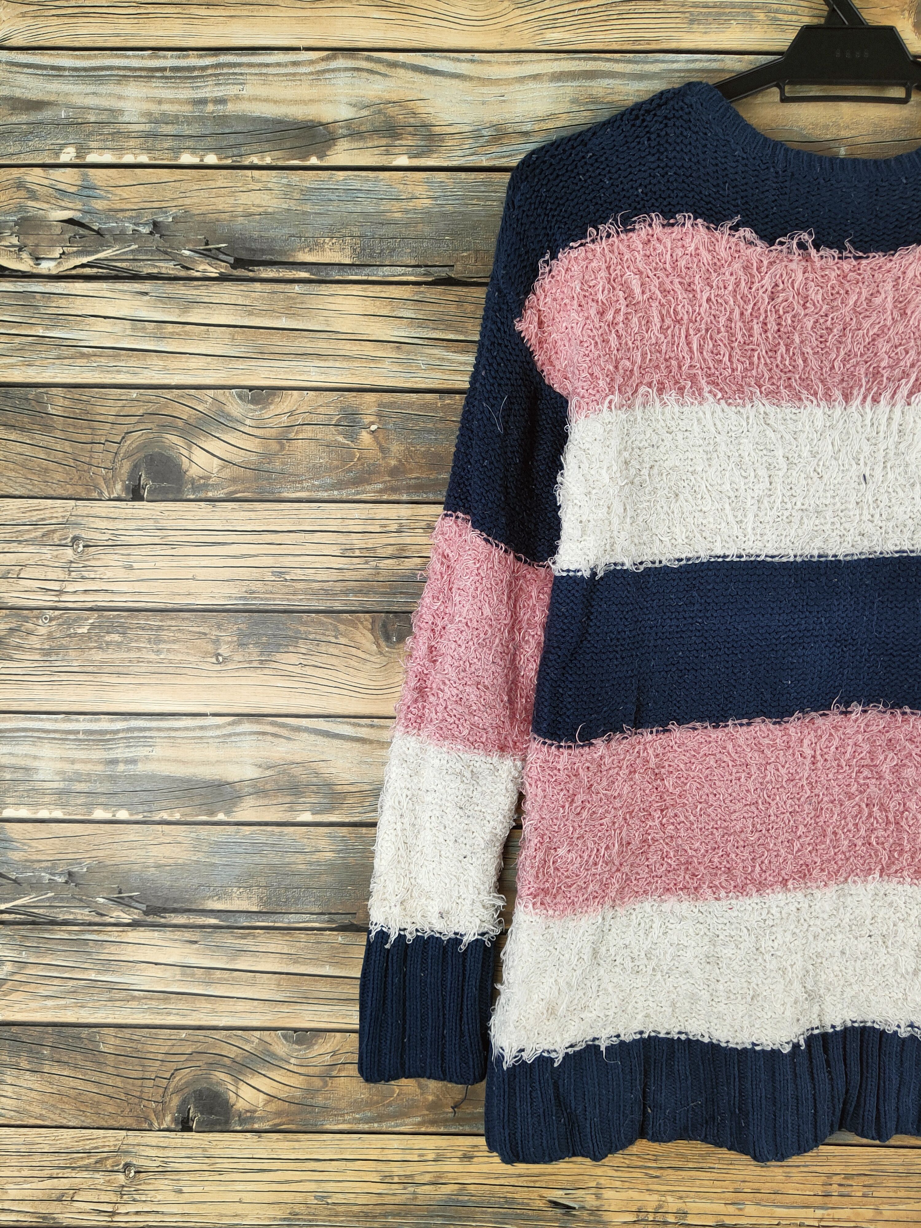 Fiorucci DL Fiorucci Navy Pink Fur Mohair Knitwear #46-538 Size S / US 4 / IT 40 - 8 Thumbnail