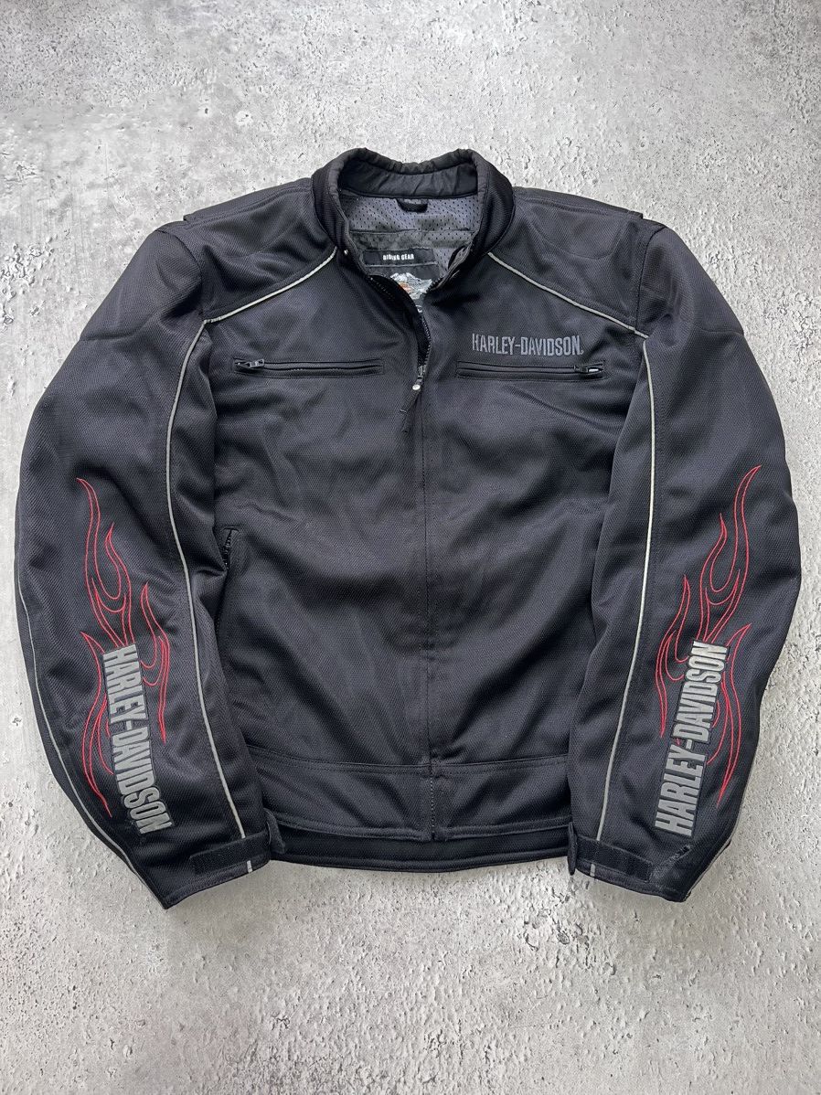 Harley Davidson × Vintage Vintage MESH Harley Davidson FLAME MOTO JACKET Y2K 2000's Size US L / EU 52-54 / 3 - 1 Thumbnail