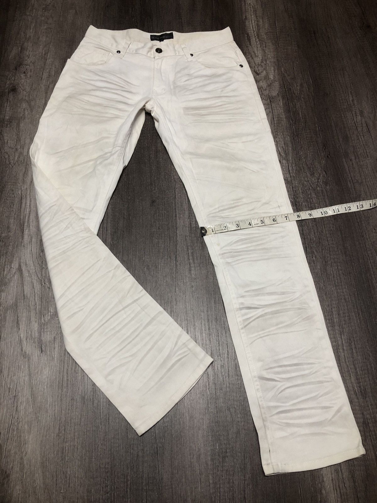 In The Attic × Japanese Brand In The Attic Homme White Slim Fit Distressed Jeans Size US 29 - 22 Thumbnail