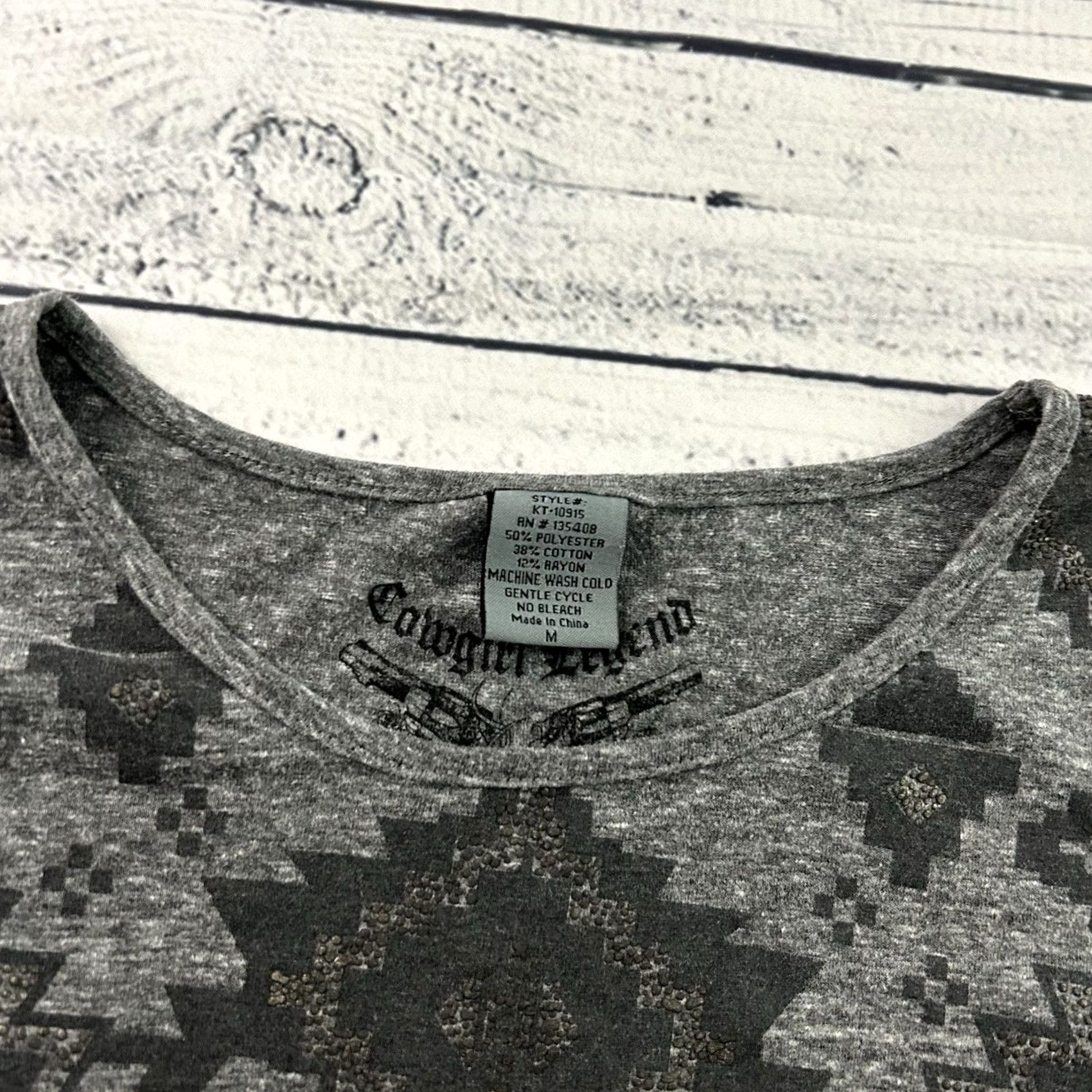 Vintage Cowgirl Legend Long Sleeve Top Mens Gray M Shirt Size M / US 6-8 / IT 42-44 - 2 Thumbnail