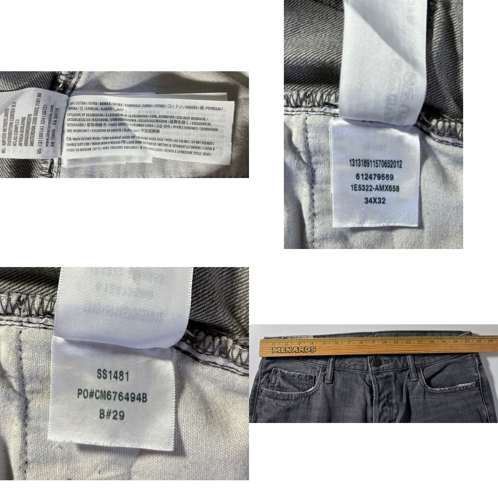 Abercrombie & Fitch VINTAGE Abercrombie & Fitch Jeans Men’s Gray 34x32 Regular Straight 5-Pocket Denim Cotton Belt Loops 100% Cotton (Medium Wash) Size US 34 / EU 50 - 9 Thumbnail
