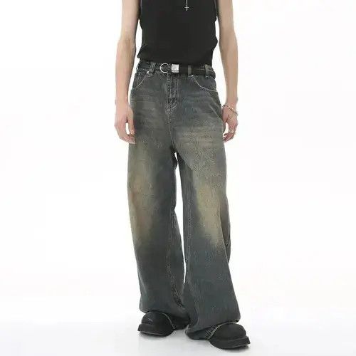 Japanese Brand × Jean Vintage Distressed Loose Wide Leg Mopping Jeans Size US 32 / EU 48 - 1 Thumbnail
