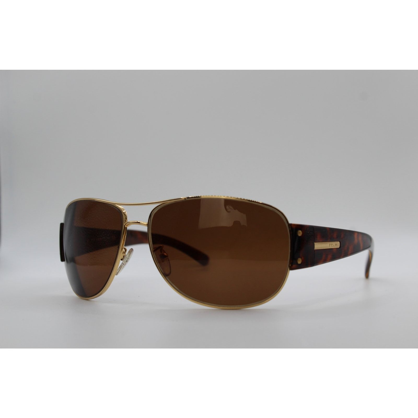 Prada SPR 52G Gold and Brown Tortoise Aviator Sunglasses
