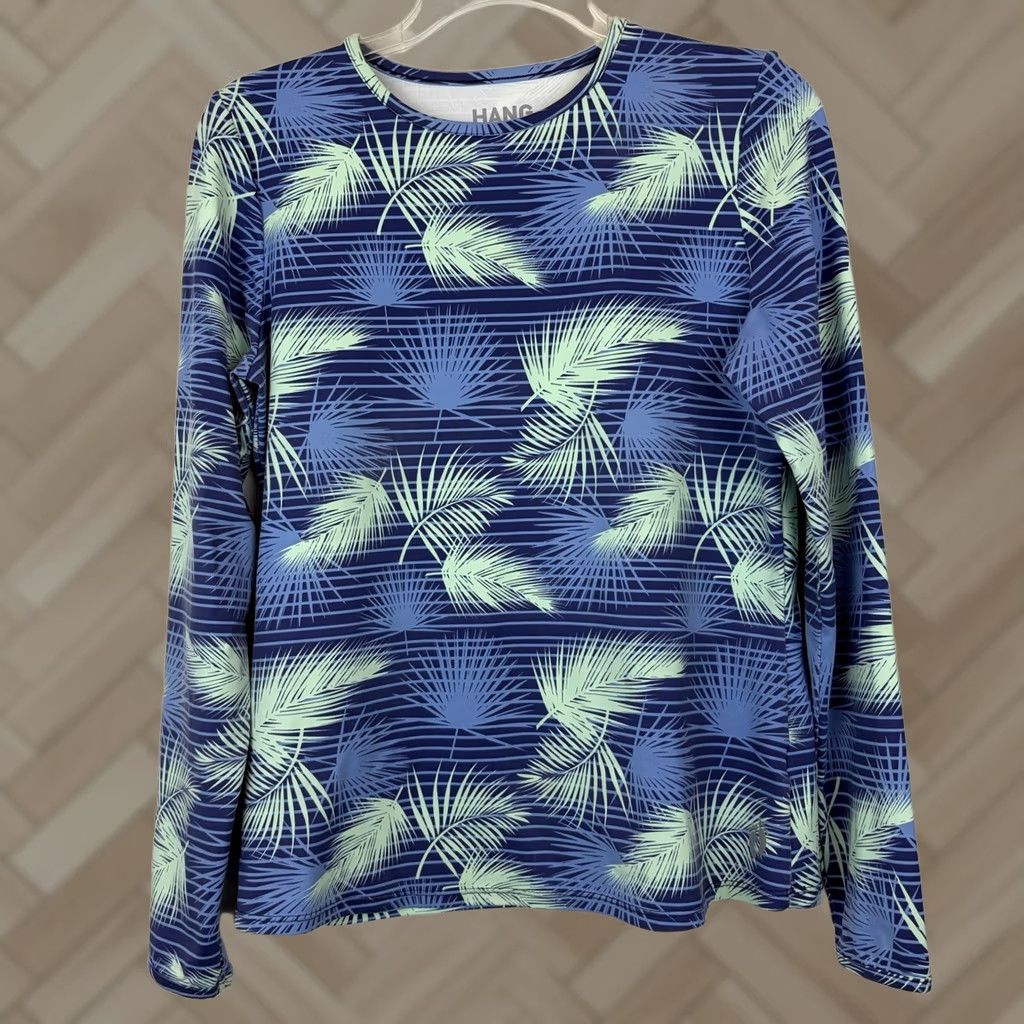 Hang Ten Hang Ten Womens S Rash Guard Long Sleeve Swim Top UV Protection UPF 50+ Blue Beach UV-Protection Long Sleeve Swim Shirt Womens S Size S / US 4 / IT 40 - 1 Thumbnail