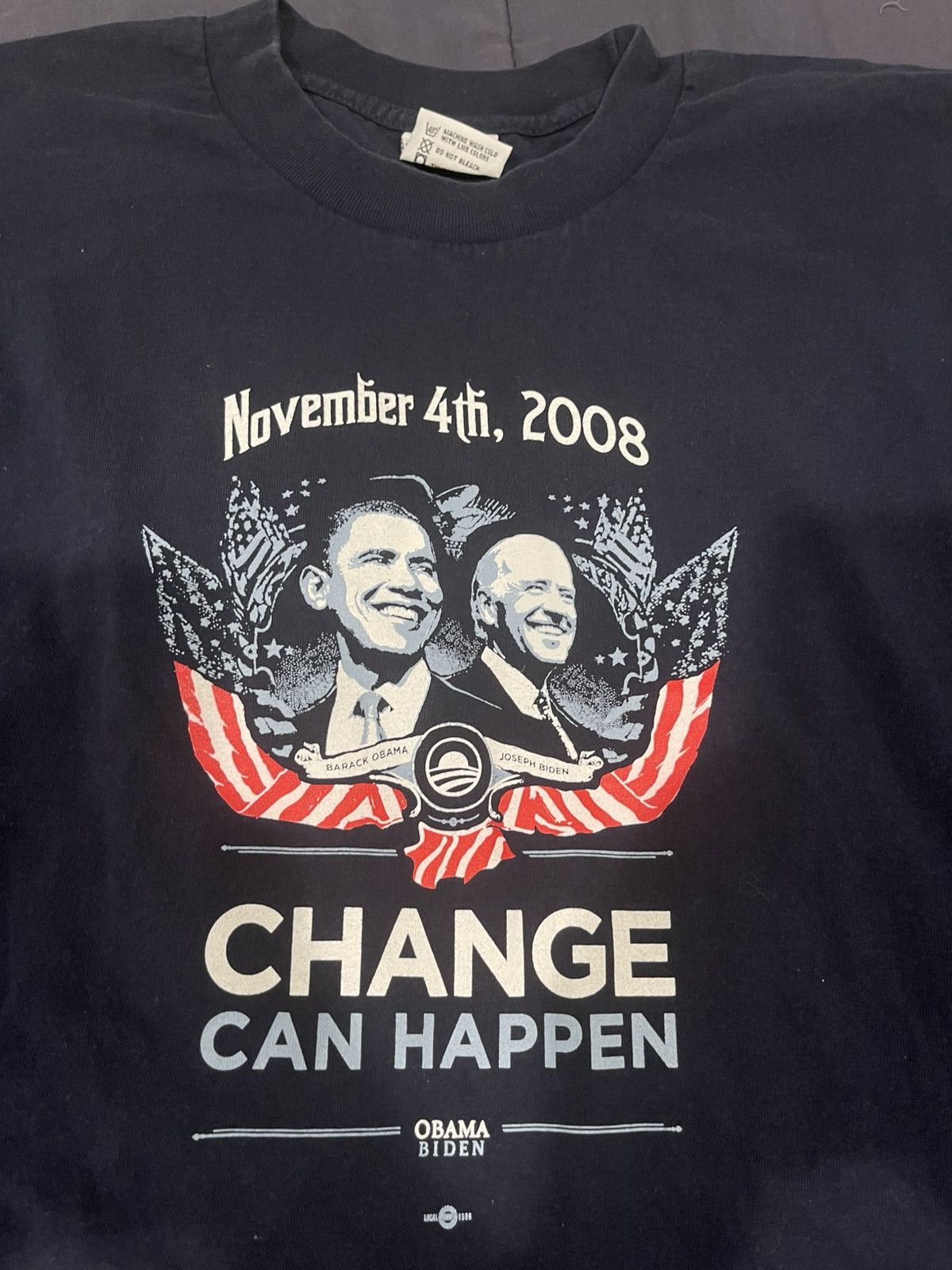Vintage Vintage 2008 Obama Change Campaign T-Shirt Navy Blue Size US L / EU 52-54 / 3 - 1 Thumbnail