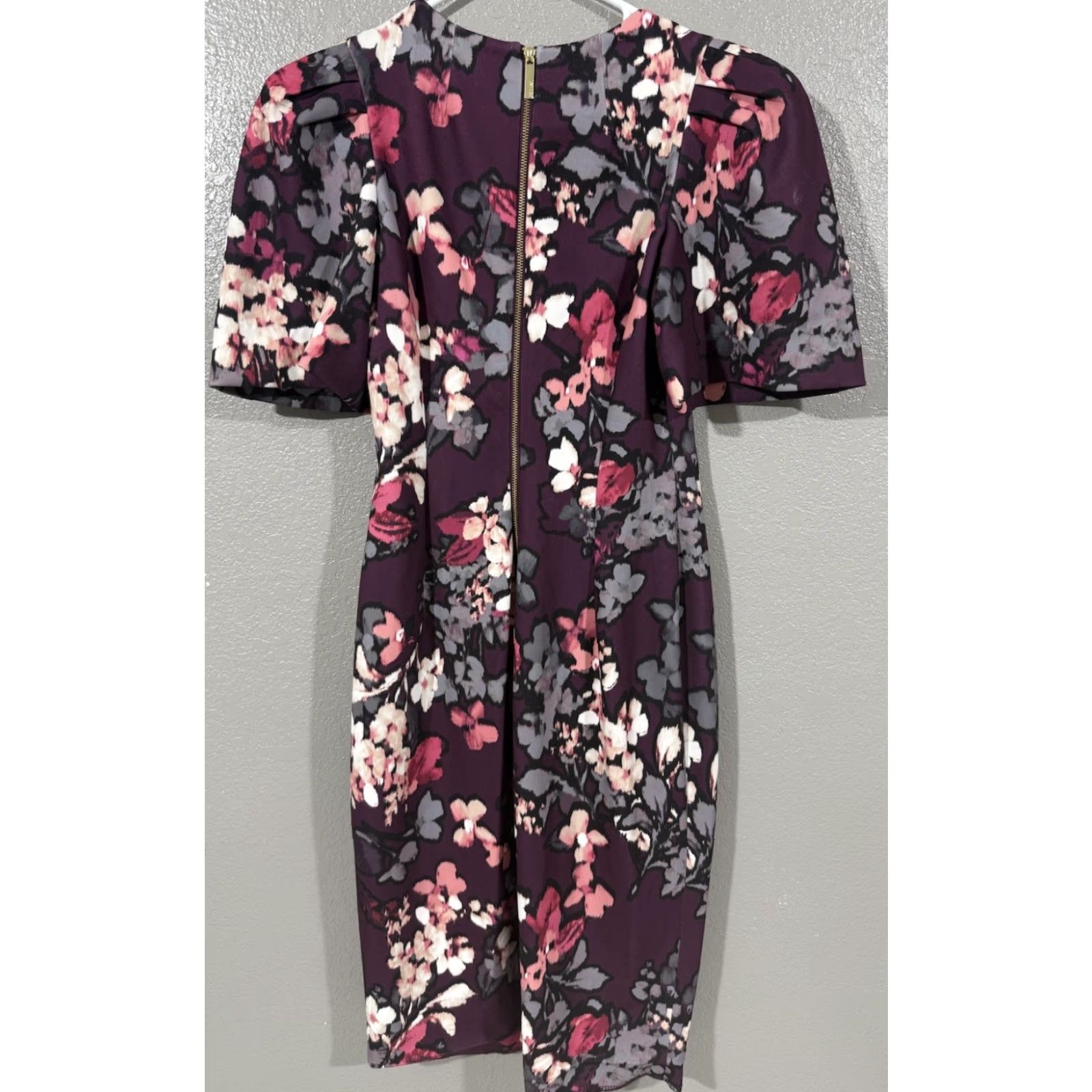 Calvin Klein Calvin Klein Dress Sheath Floral Water Color Print Purple Pink XS? 2? Not sure. Size XS / US 0-2 / IT 36-38 - 6 Thumbnail