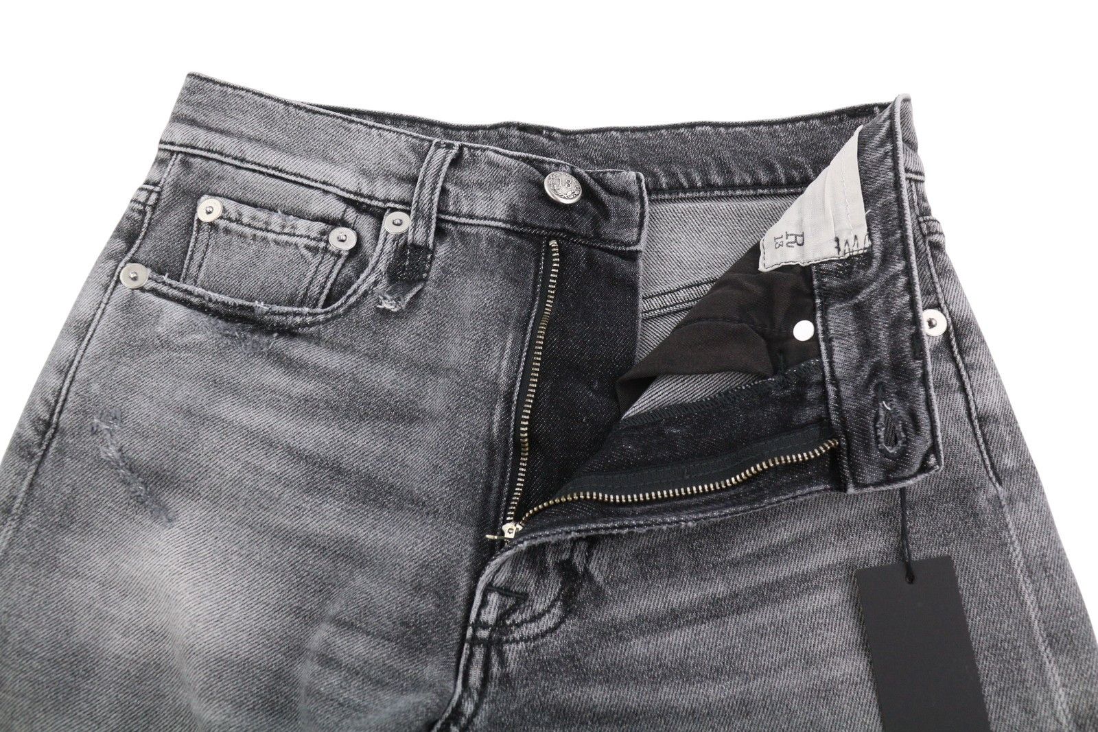 R13 BOYFRIEND 23 Vintage Grey Ripped 88188 Size 23" - 5 Thumbnail