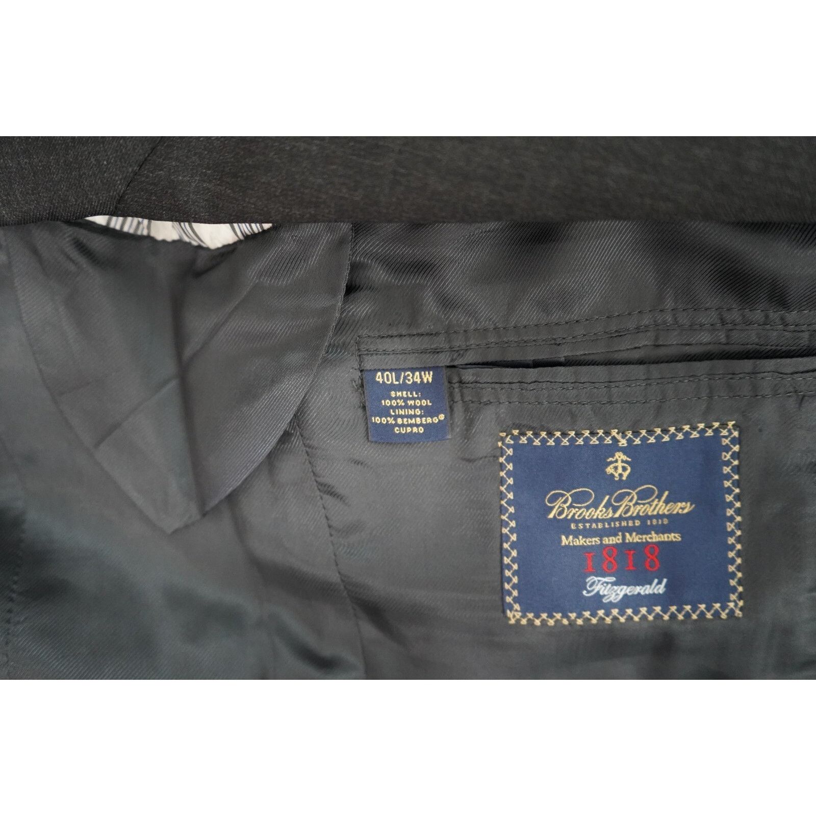 Brooks Brothers Brooks Brothers 1818 Fitzgerald X Estrato Mens 40L Charcoal Size 40L - 7 Thumbnail