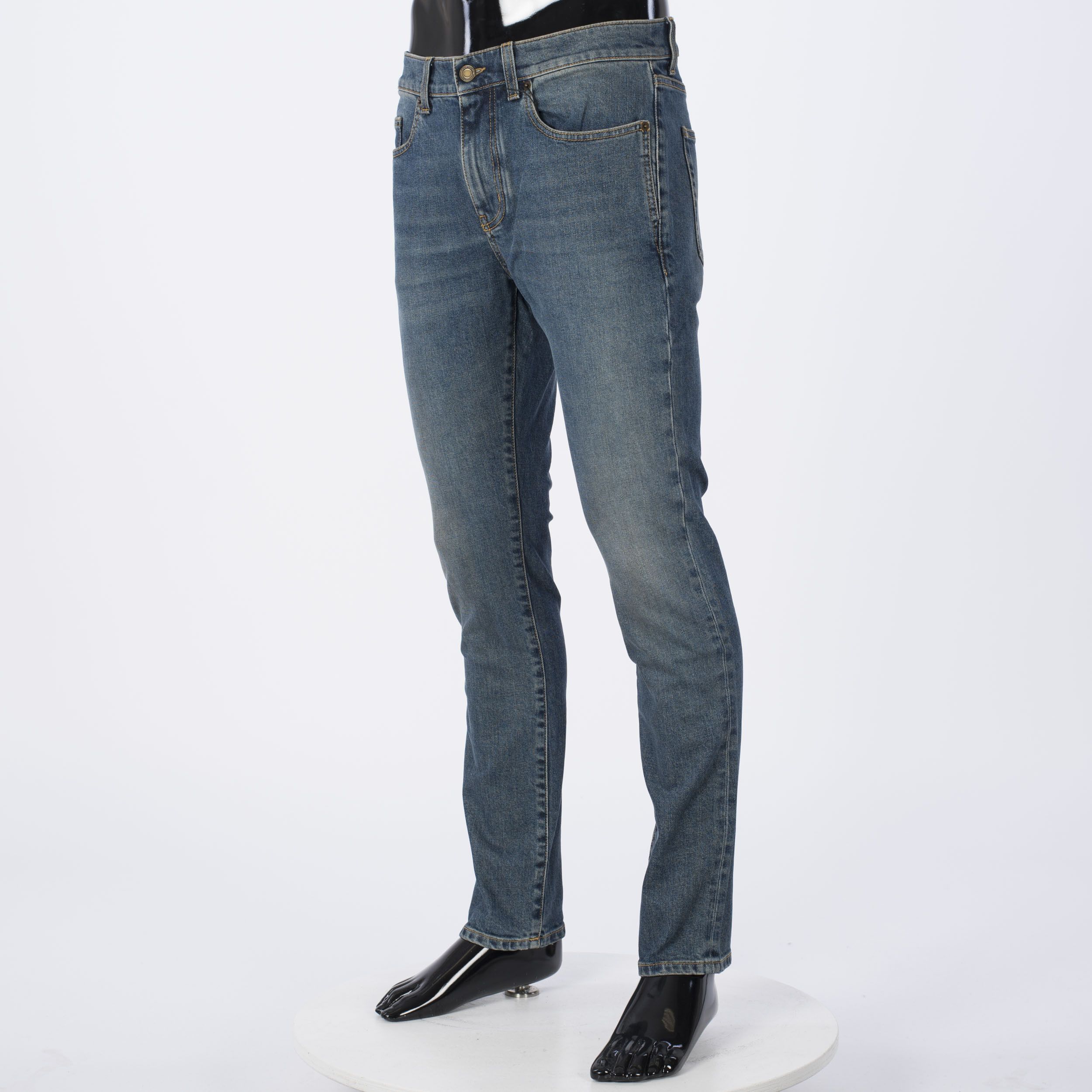 Saint Laurent Paris Mid Rise Skinny Jeans In Light 80s Blue Denim Size US 31 - 2 Thumbnail