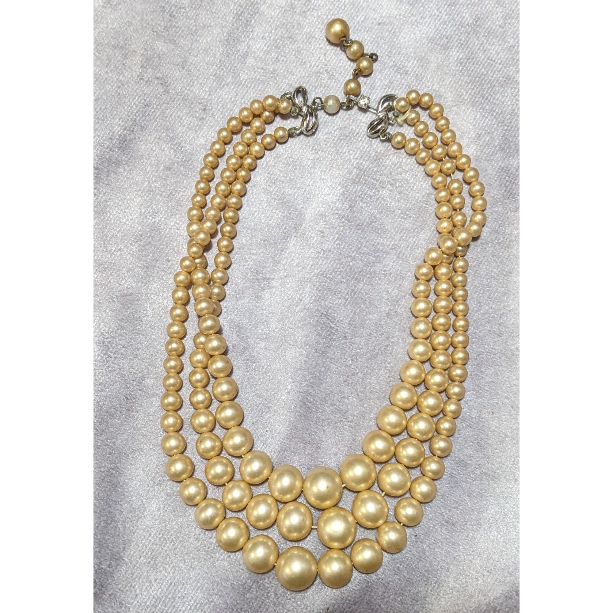 Other Vintage Marvella Triple Layer Gold Tone Faux Pearl Necklace Size ONE SIZE - 9 Thumbnail